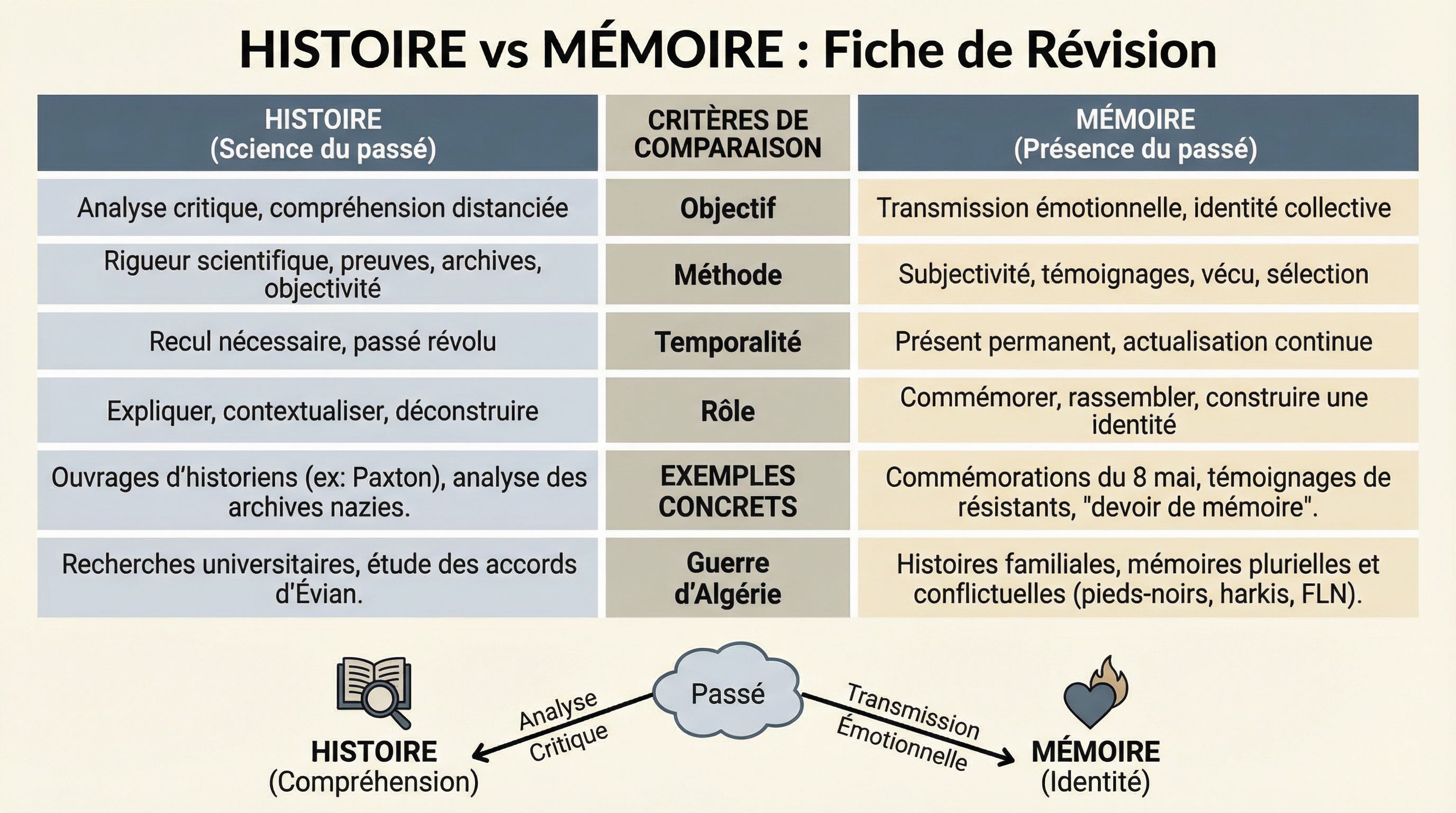 Fiche révision histoire et mémoire au lycée