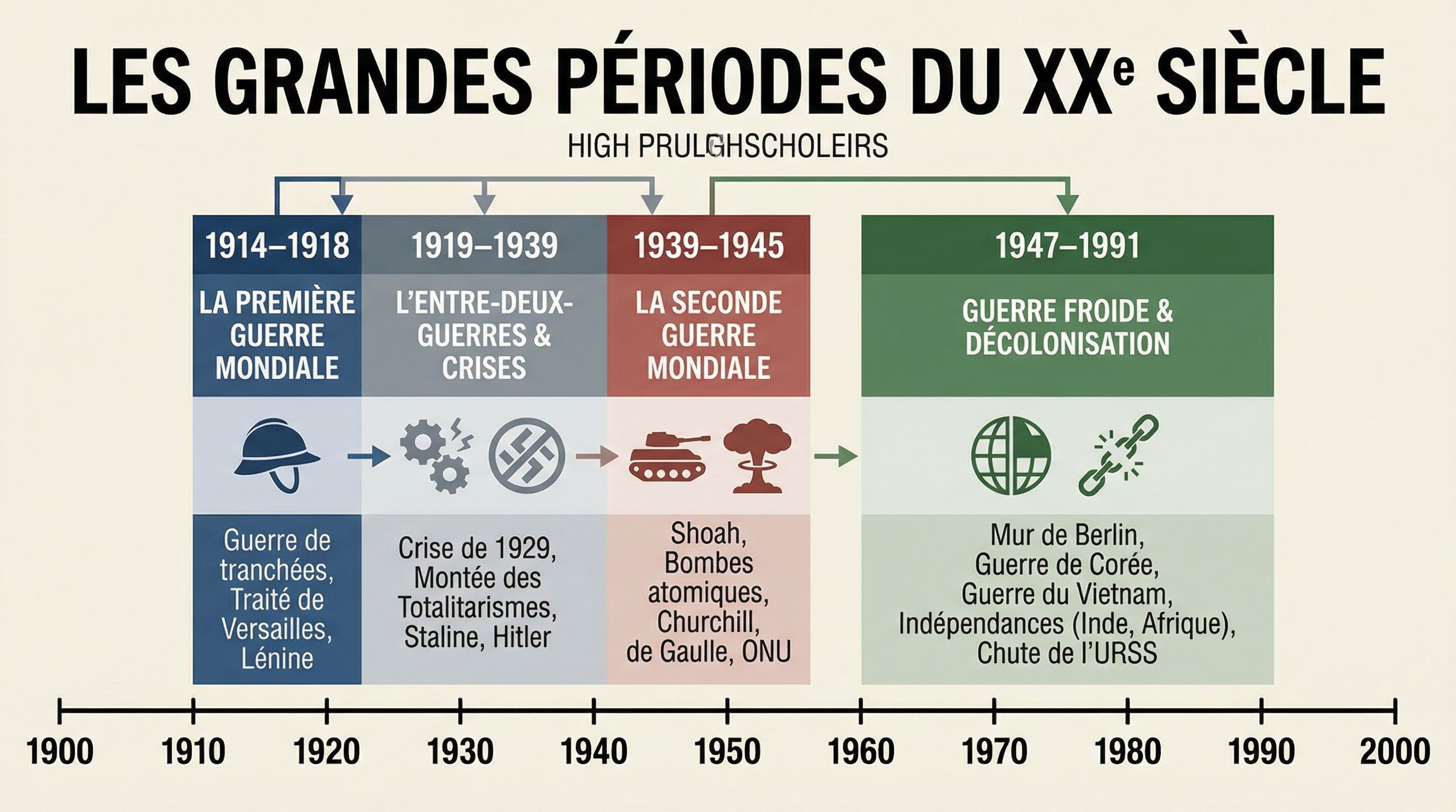 Frise chronologique du XXe siècle : leçon et exercices