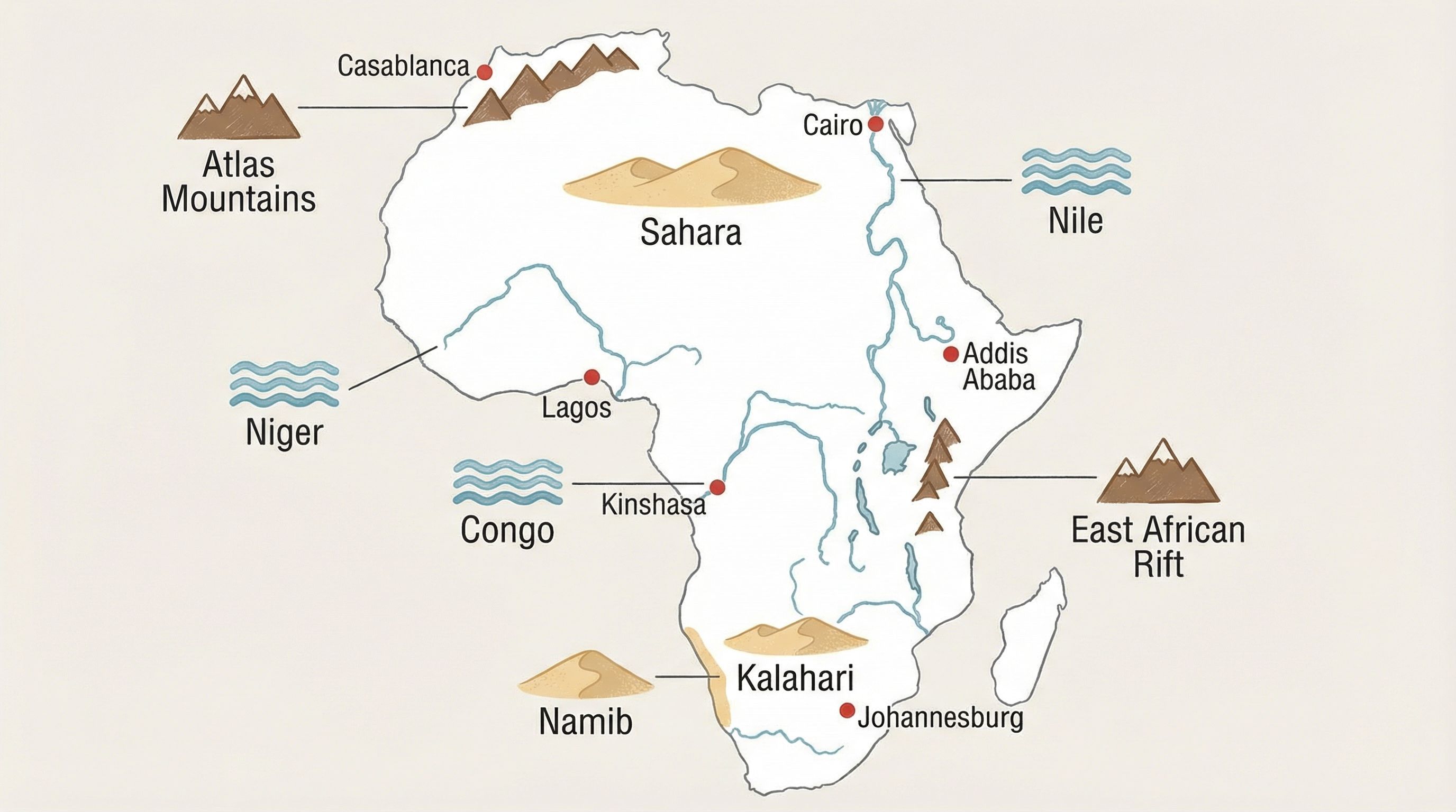 S’entraîner sur une carte Afrique vierge