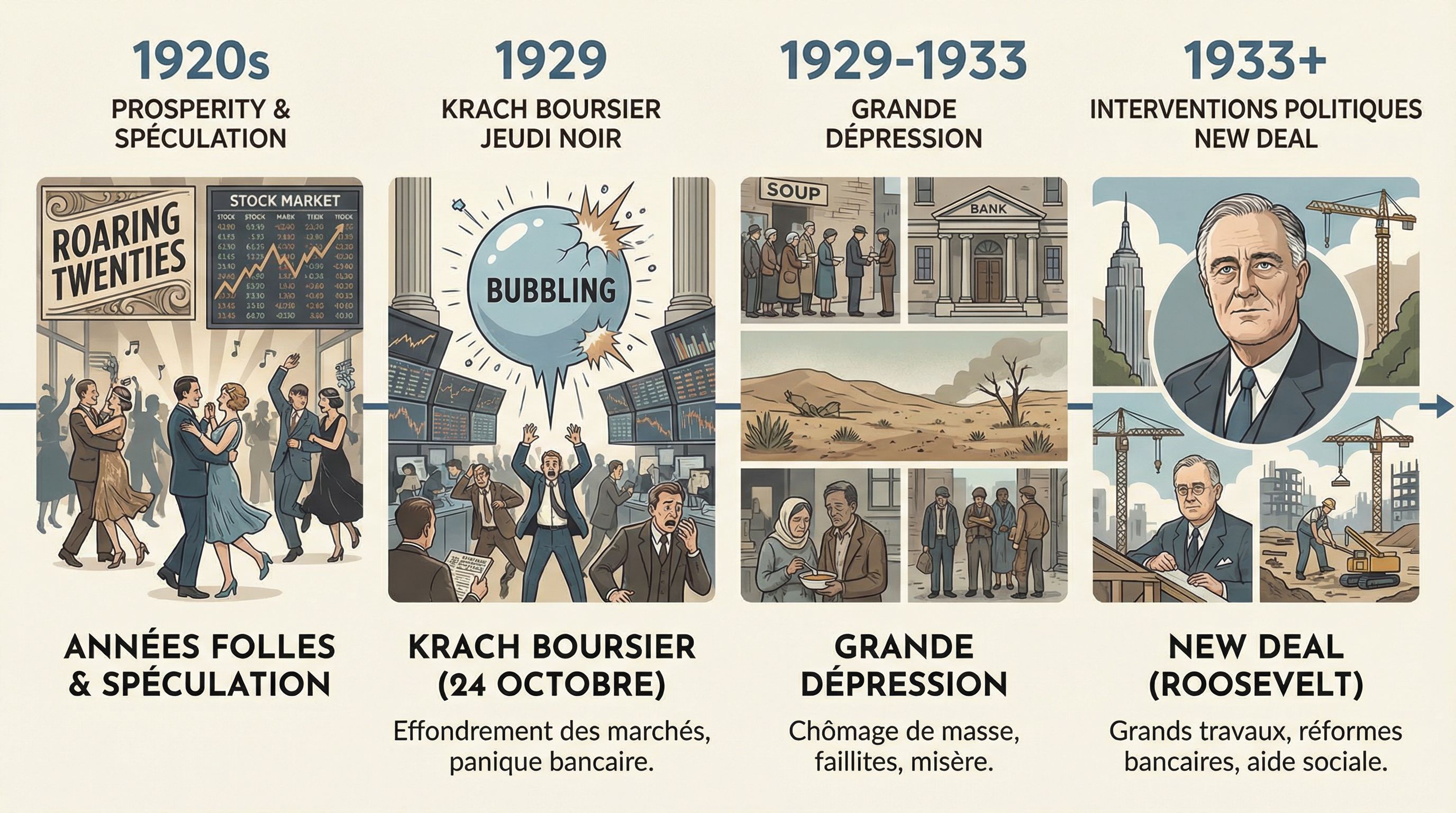 Problématiser la crise de 1929 : exercices Bac