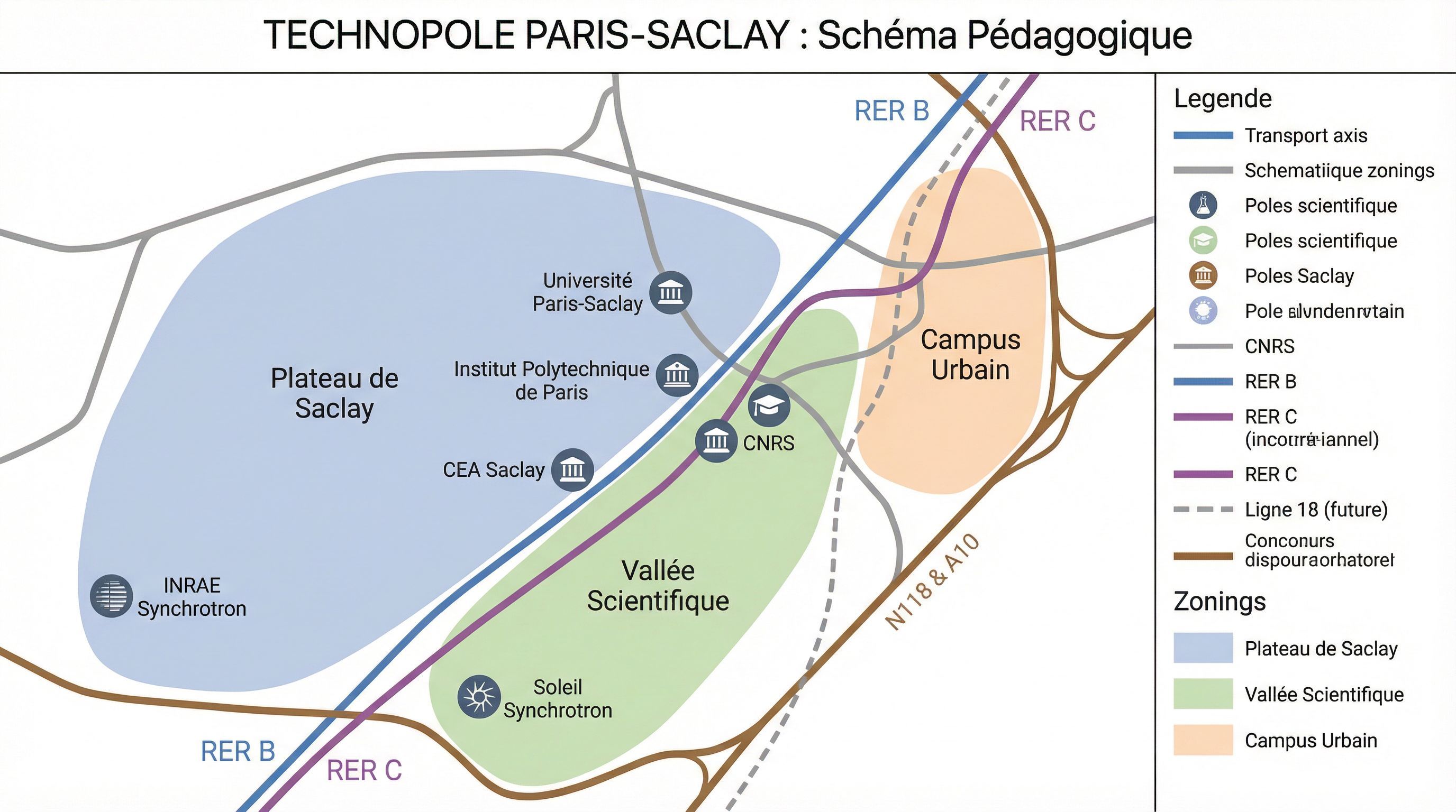 Croquis technopole Paris-Saclay et exercices bac