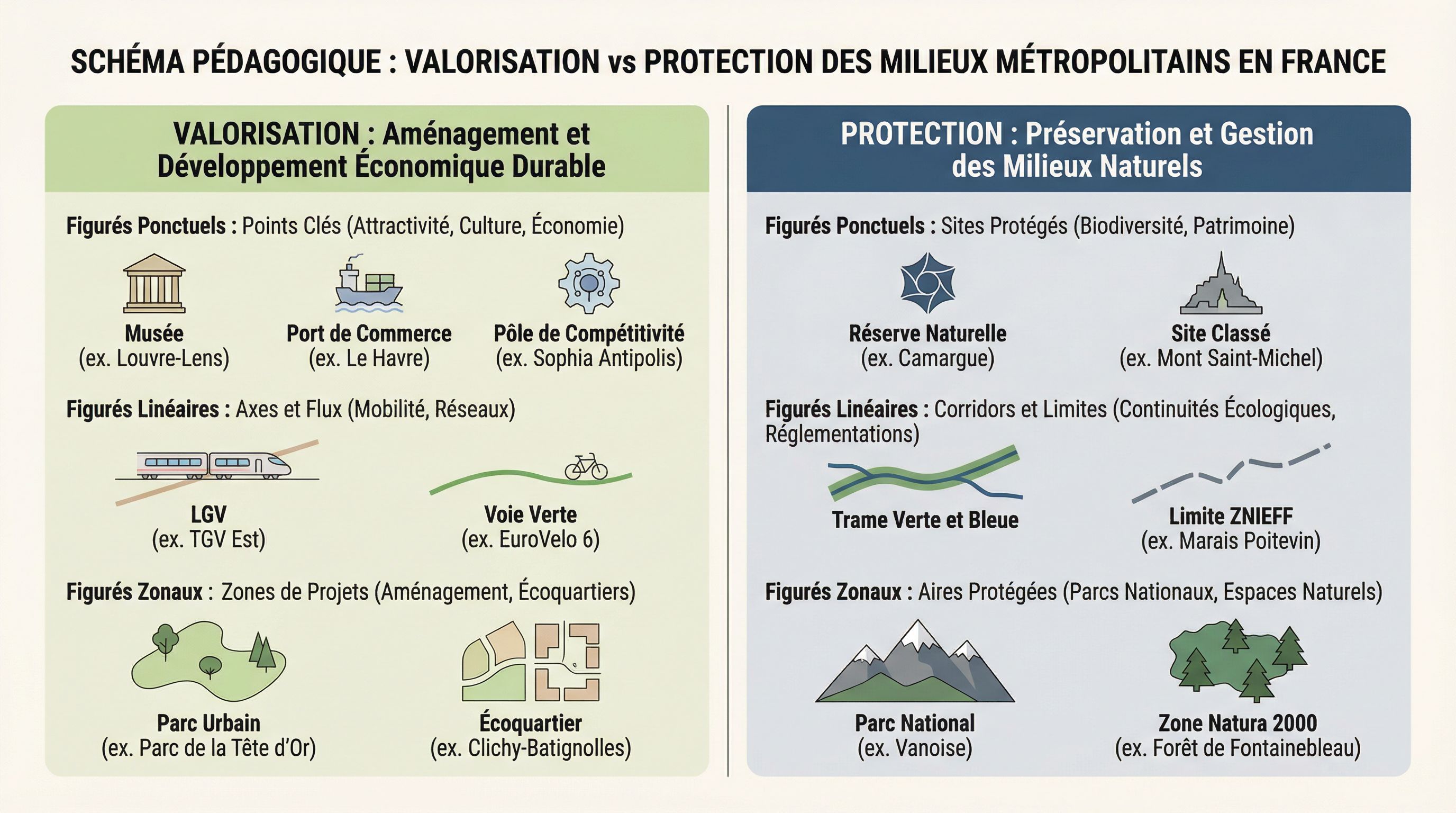 Croquis France milieux métropolitains : exercices pratiques