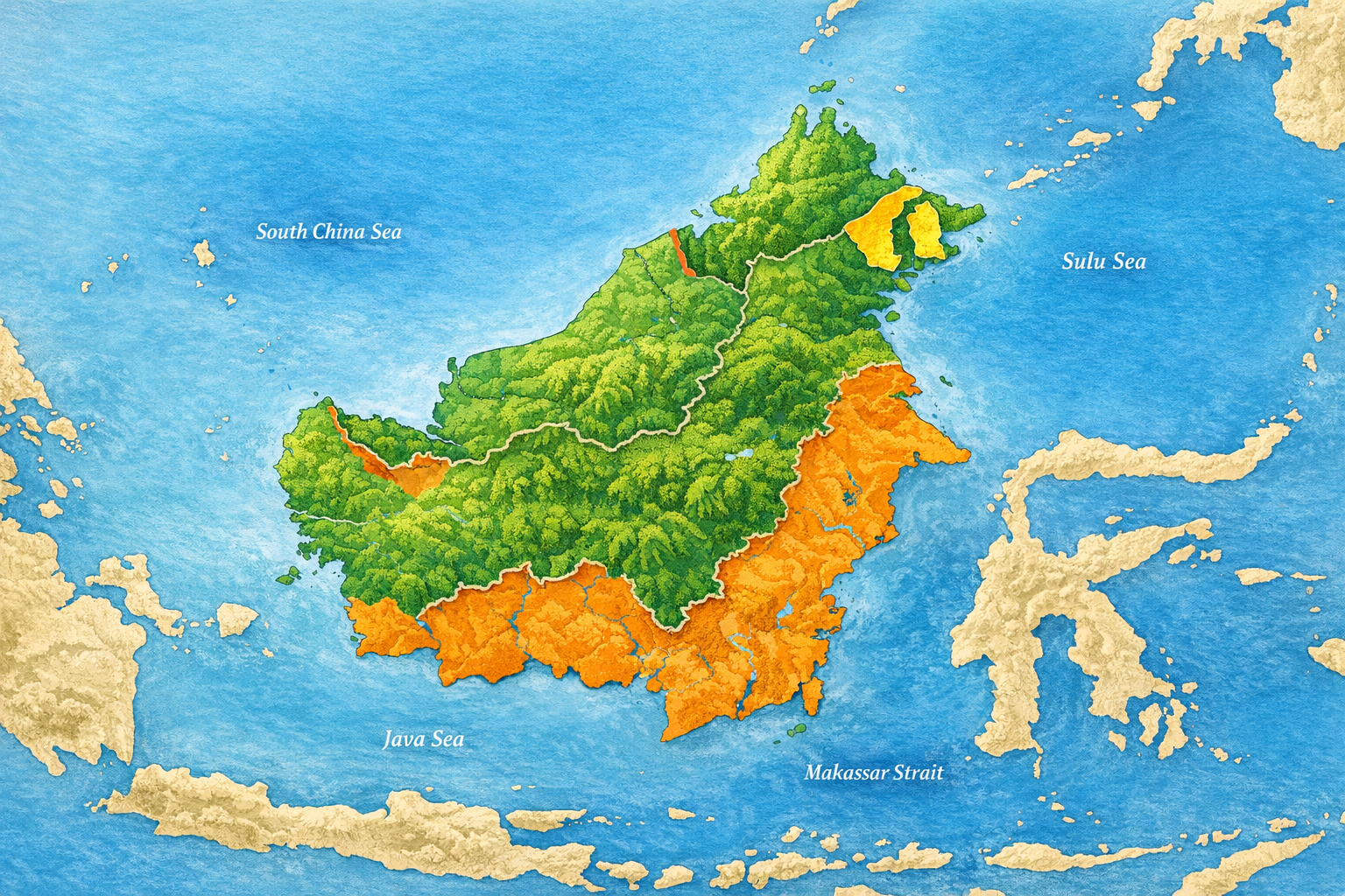 Borneo carte : localiser l’île et comprendre son territoire