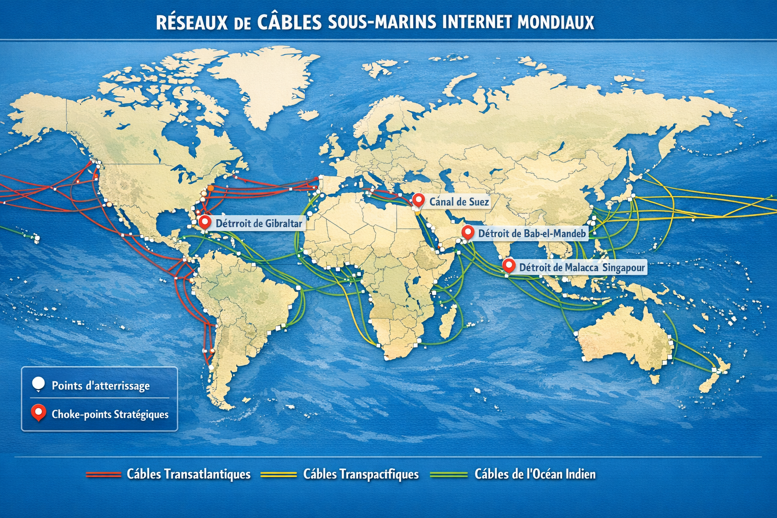 Carte câble sous-marin : lire le réseau mondial d’Internet