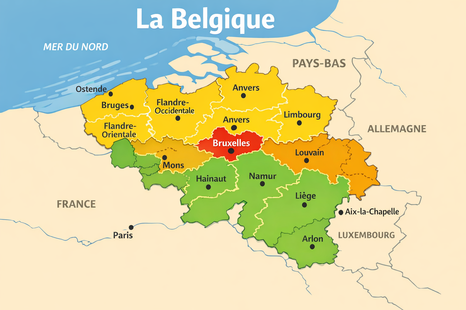 Carte de Belgique : comprendre régions, provinces et villes