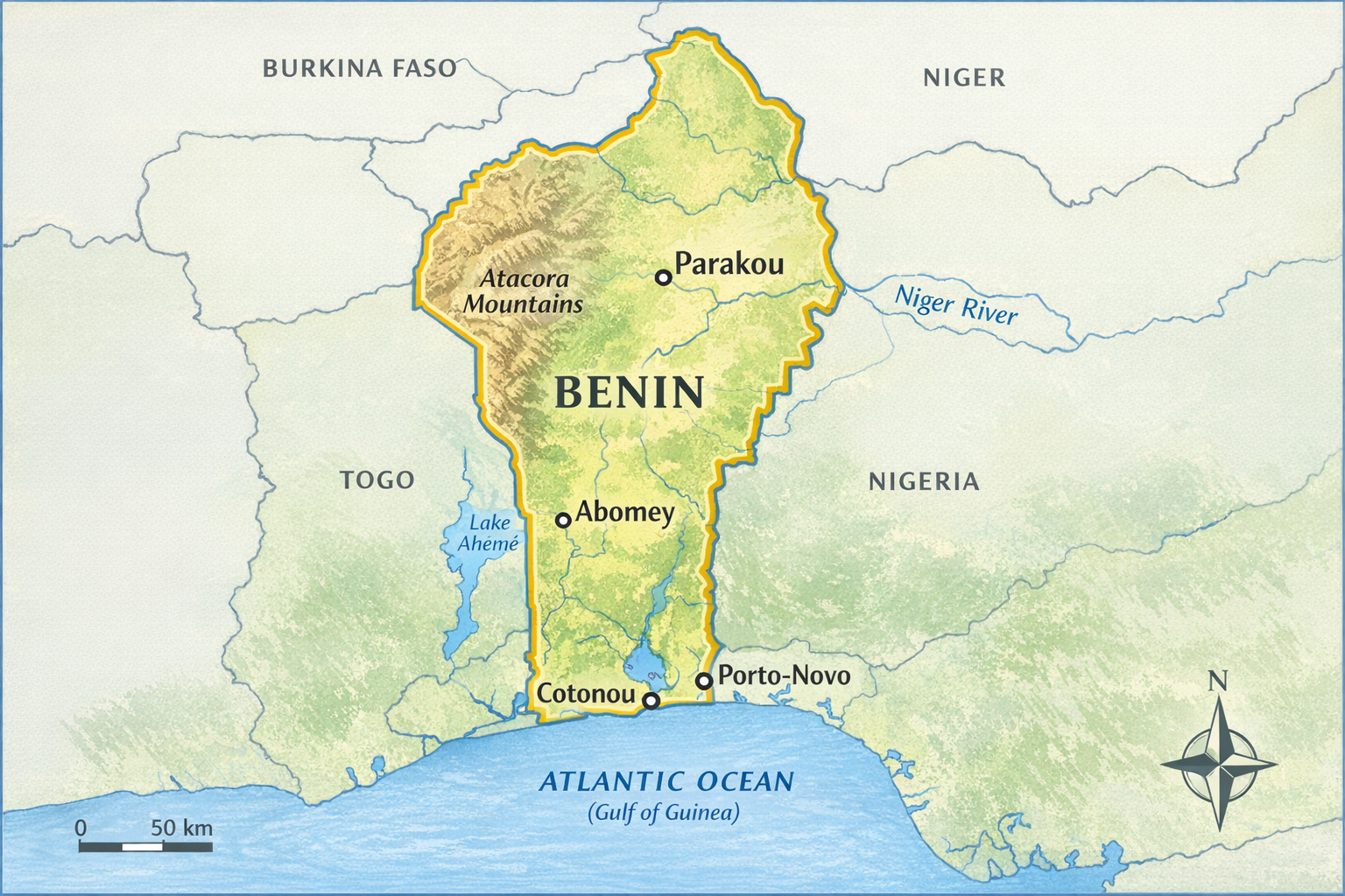 Carte du Bénin : localisation, villes et frontières