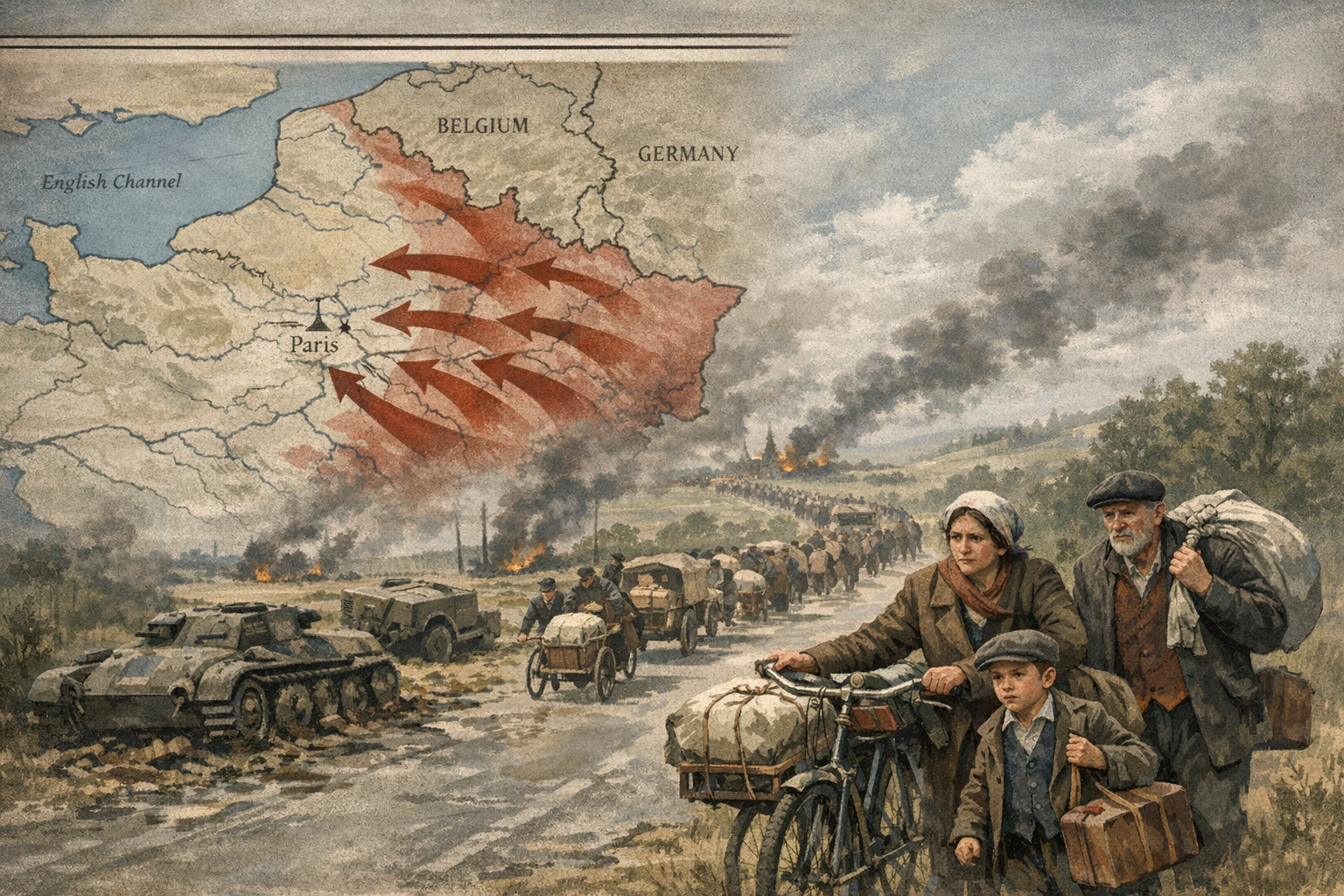 Debacle : définition simple et repères sur la débâcle de 1940