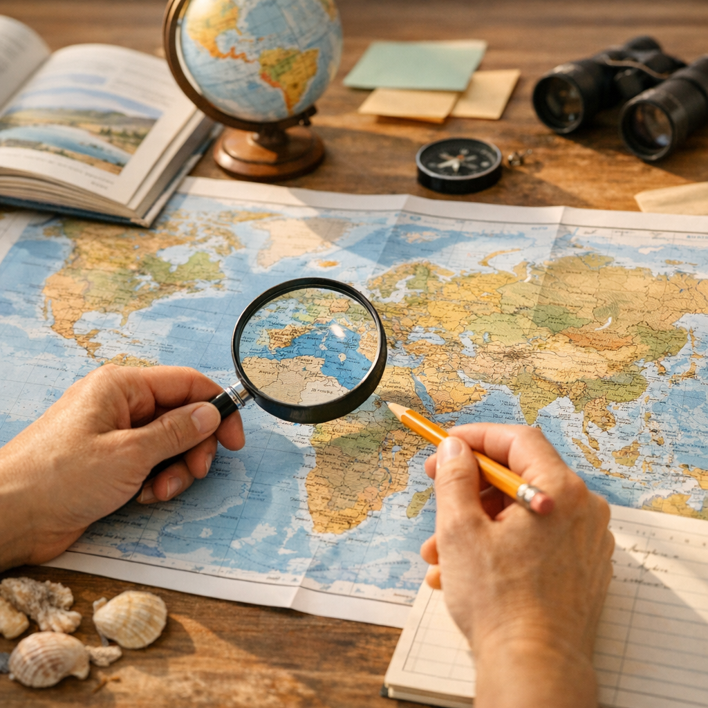 Méthode pas à pas pour reconnaître une mer sur une carte