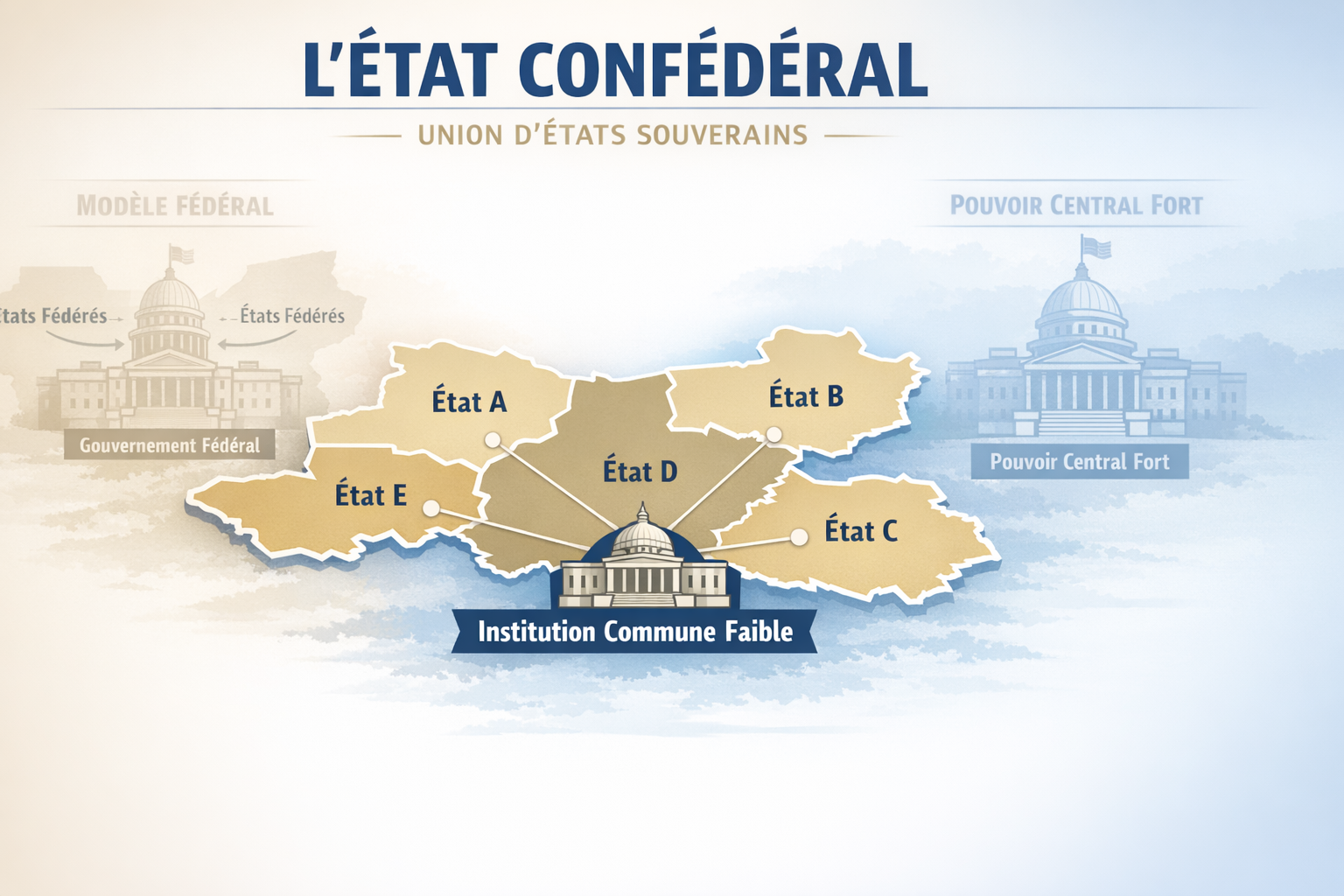 État confédéré : définition claire et différence avec fédéral