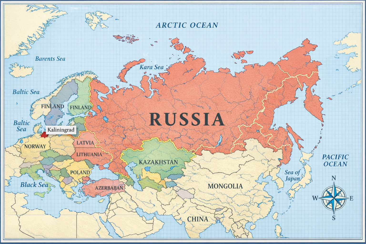 Frontières Russie : carte, pays voisins et enjeux