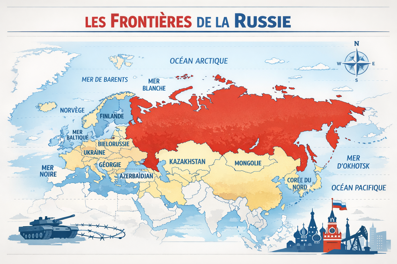Frontières Russie : pays voisins, mers et enjeux