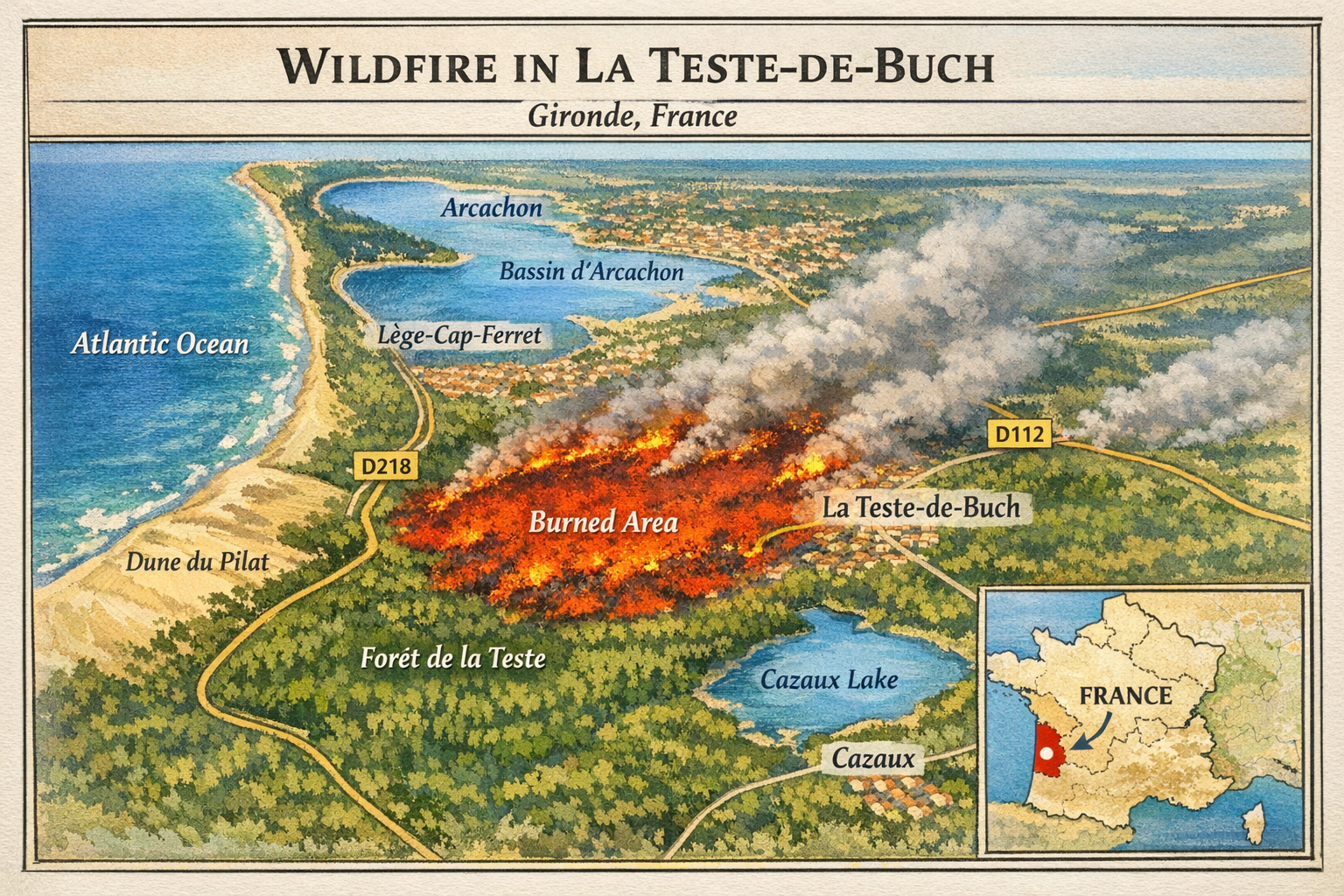 La Teste-de-Buch feu carte : localiser et comprendre l’incendie