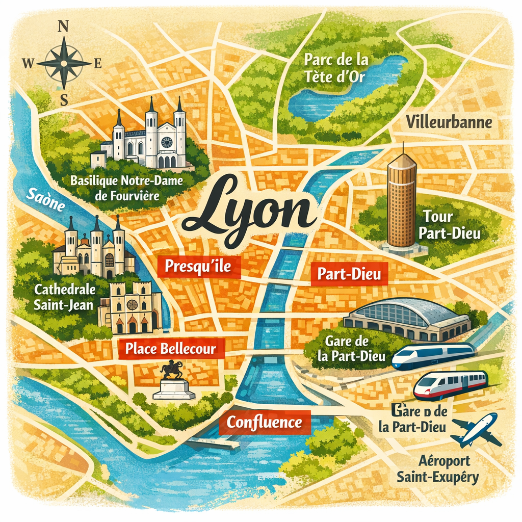Lyon - carte : comprendre la ville et ses repères