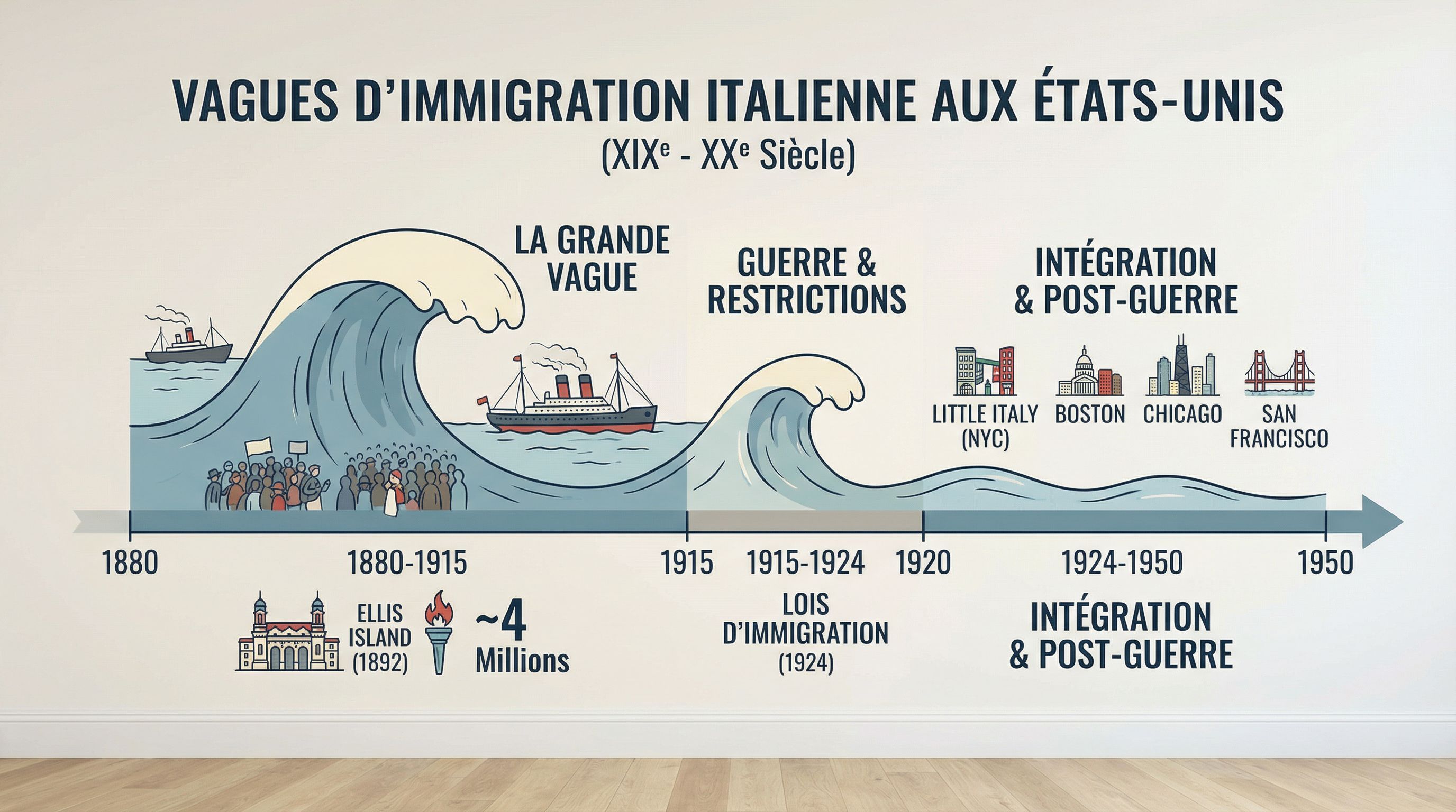 Immigration italienne aux États-Unis : exercices corrigés