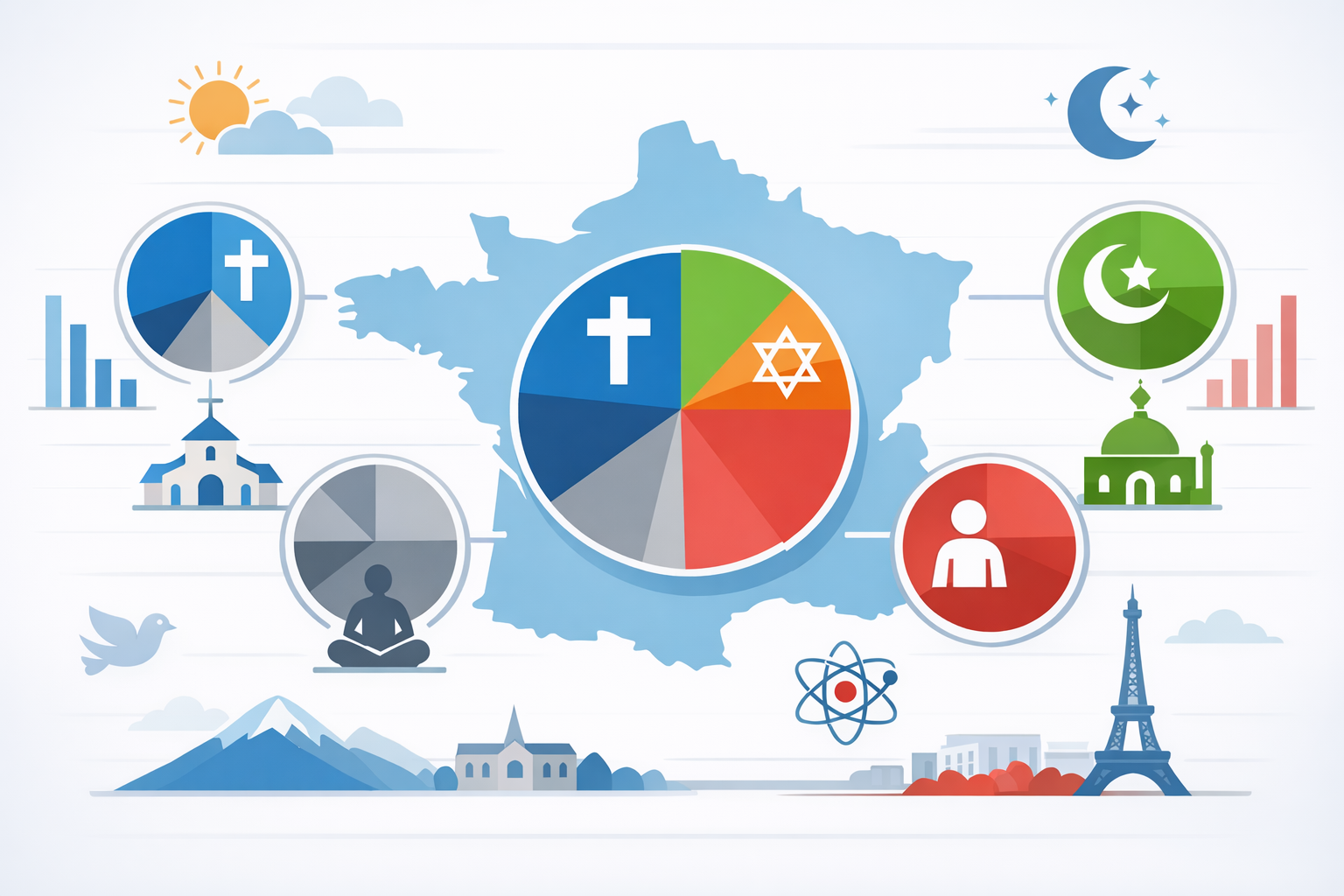 Religions en France pourcentage : chiffres clés et limites