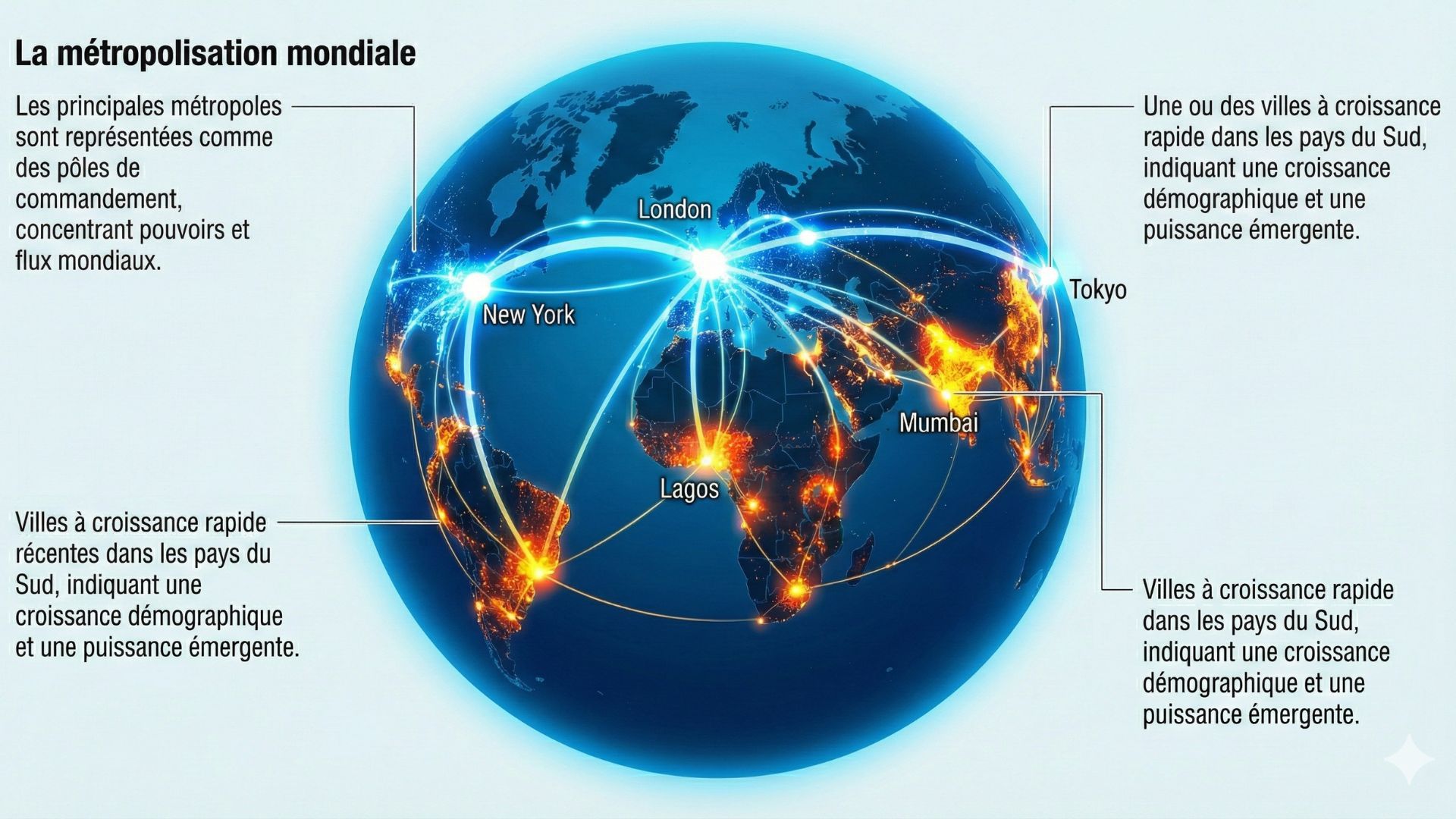 S’entraîner sur la métropolisation en géographie