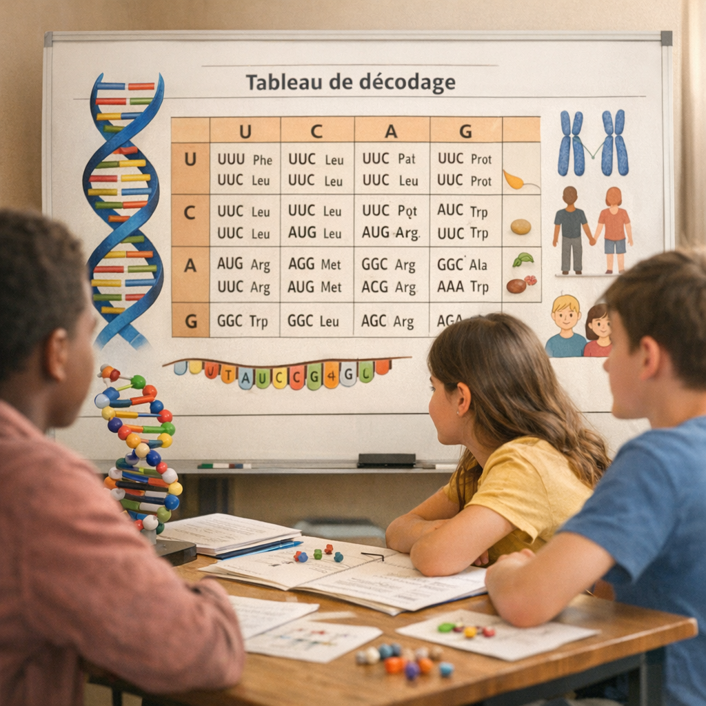 Diversité génétique, allèles et transmission de l'information : le tableau de décodage