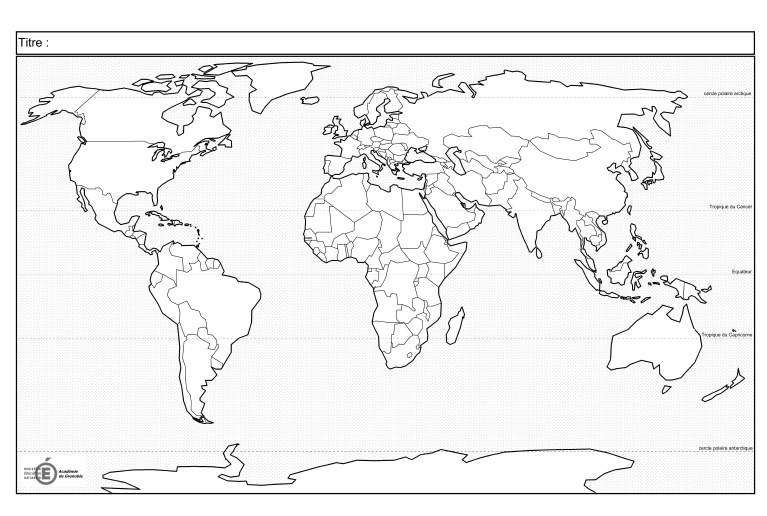 fond de carte monde projection polaire français