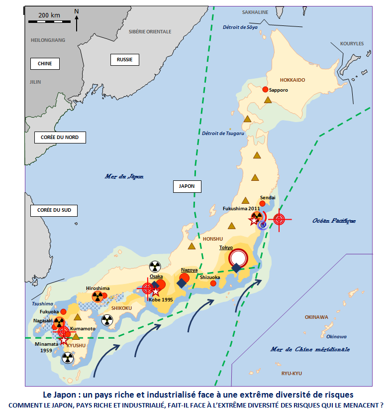 Carte du risque sismique au Japon dans les 30 années à venir. (Source 