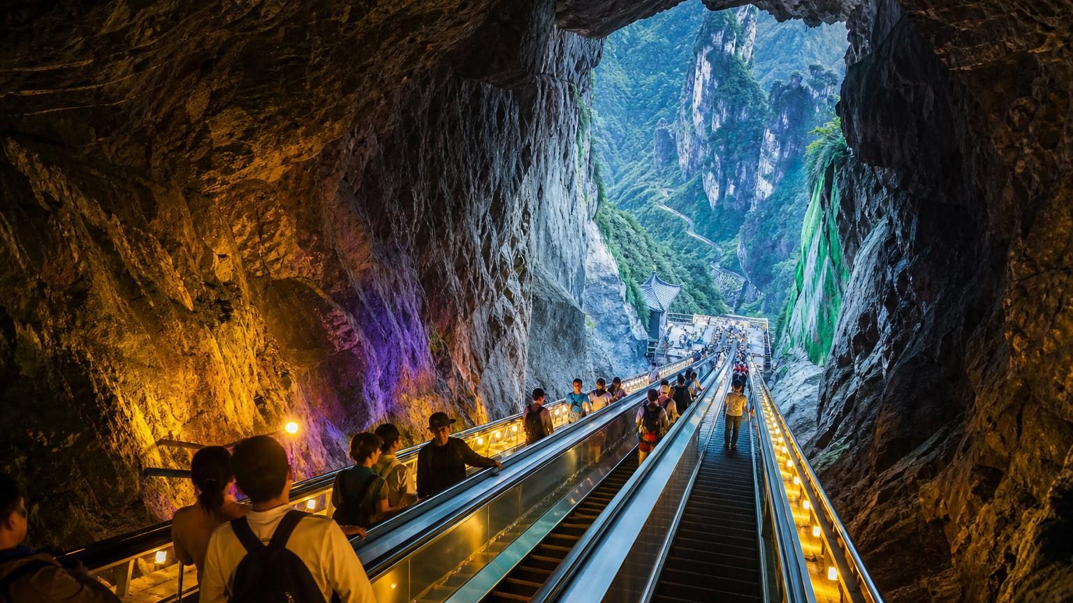242 mètres de haut et 21 minutes de trajet : la Chine inaugure le plus grand escalator du monde, et il traverse une montagne