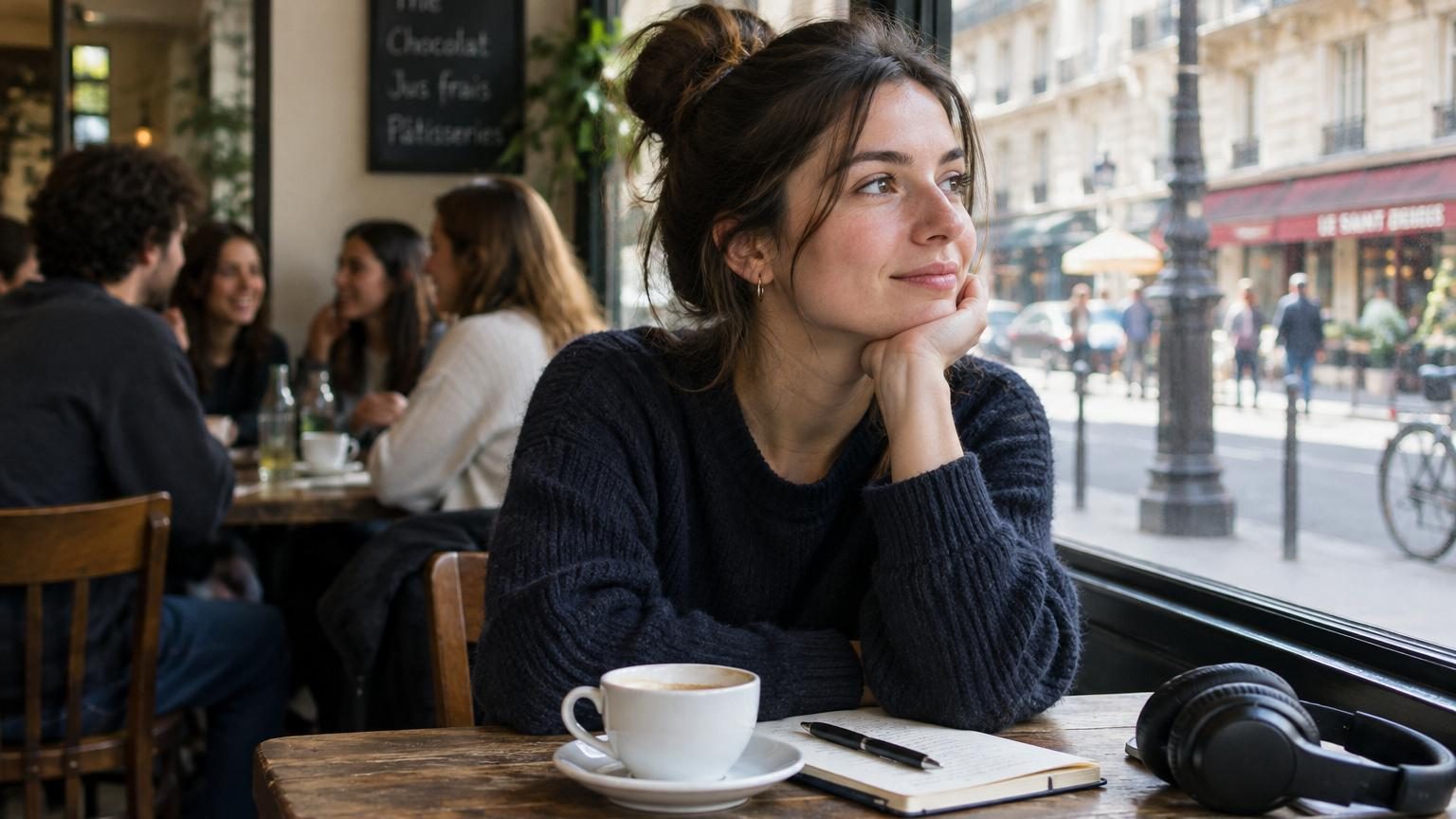 Portrait d'une personne assise seule regardant par une fenêtre, illustrant la réflexion sur la solitude et l'isolement social.