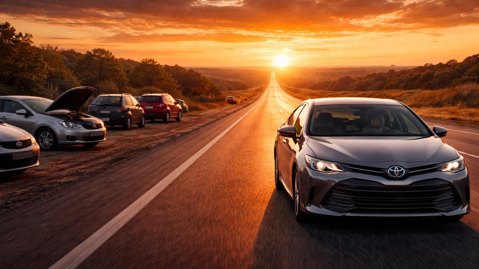 Infographie montrant un classement de marques automobiles avec des barres représentant les pourcentages de chance d'atteindre 400 000 km, Toyota en tête à 19,7 %, suivi de Lexus et Honda.