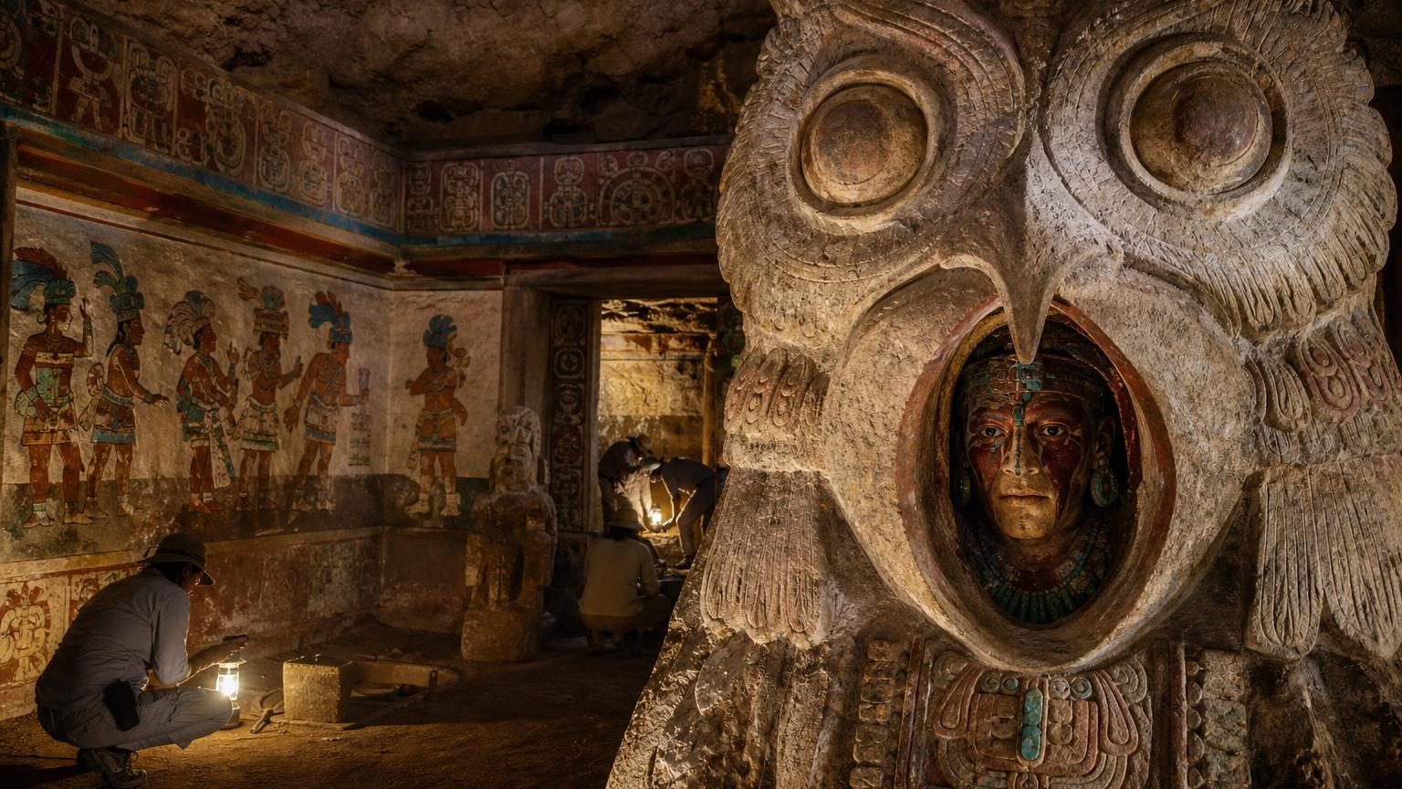 Au Mexique, une tombe zapotèque vieille de 1 400 ans dévoile une gigantesque sculpture de hibou, symbole de la mort
