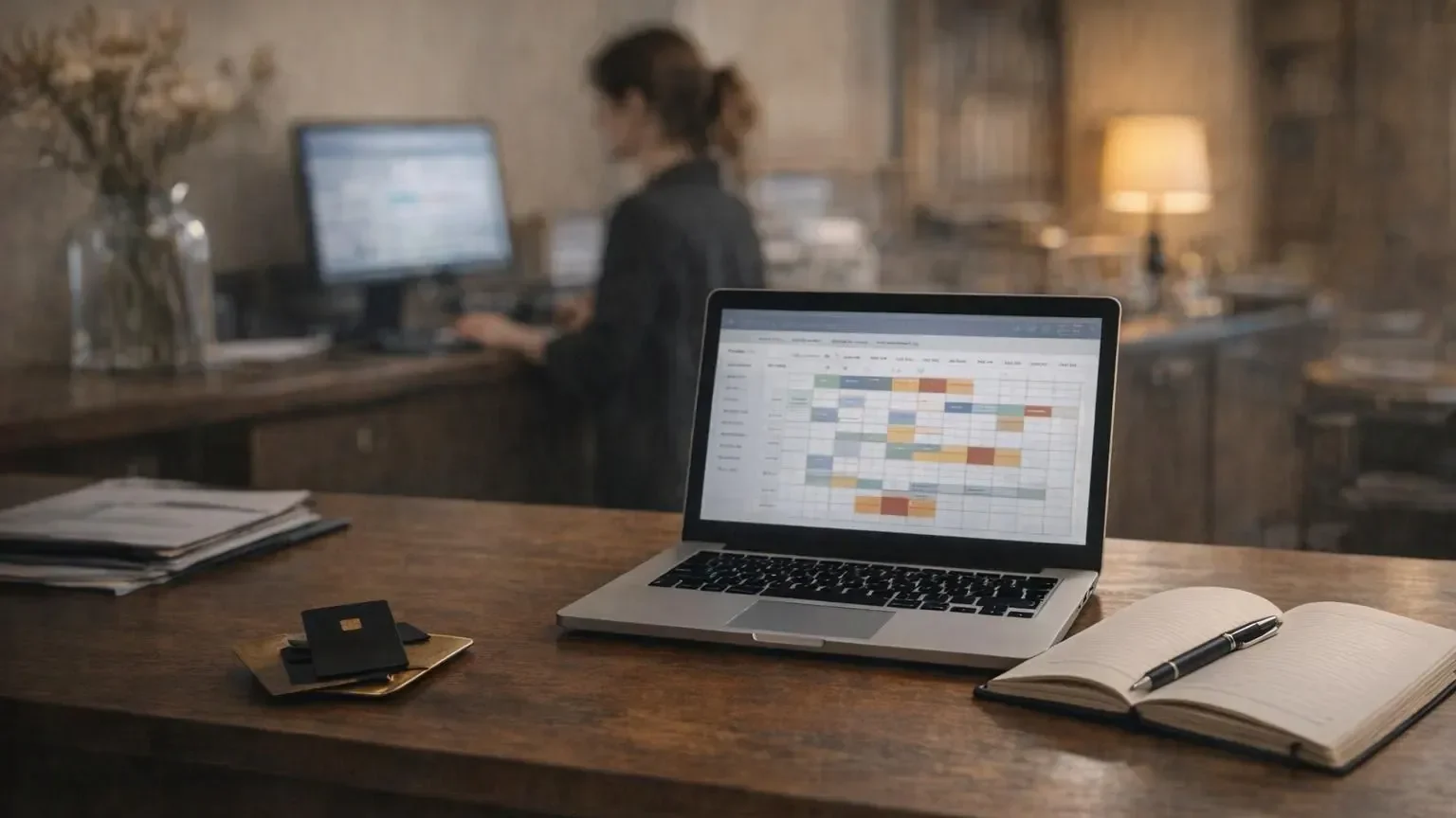 Interface extranet Booking.com affichant un calendrier de disponibilités hôtelières avec tarifs et restrictions de réservation synchronisés.