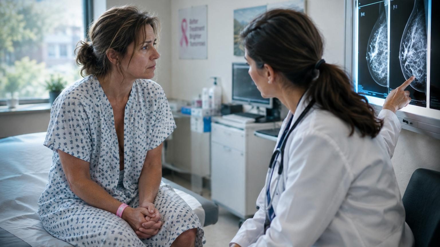 Collage montrant une femme en consultation médicale avec un médecin, des pilules et des éléments de médecines alternatives comme des plantes, symbolisant le choix entre traitements conventionnels et alternatives.