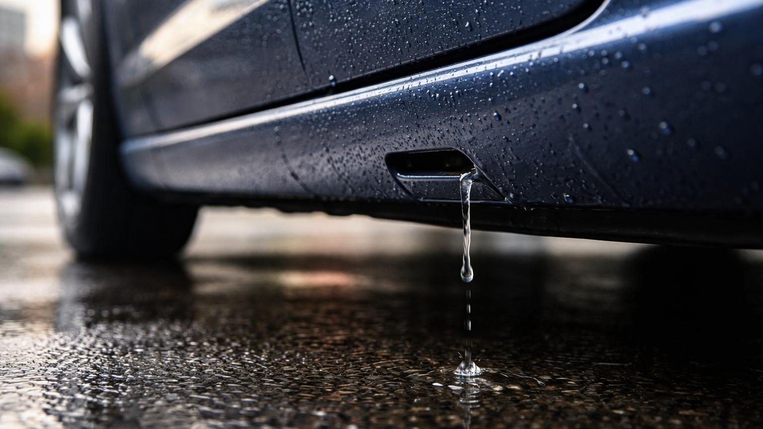 Portière de voiture ouverte montrant le bas avec des petits orifices de drainage visibles sur la bordure inférieure, illustrant les trous de drainage pour l'évacuation de l'eau