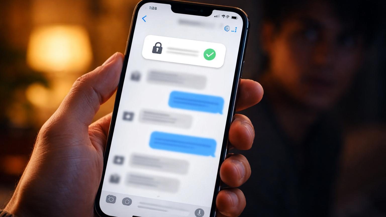 Interface d'iPhone affichant les paramètres de Contact Key Verification dans la section identifiant Apple avec un code de sécurité à comparer.