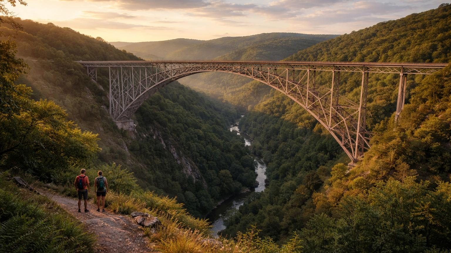 Le viaduc du Viaur, impressionnant arc métallique de 220 mètres enjambant une vallée profonde et encaissée entre gorges verdoyantes, structure en dentelle d'acier caractéristique de la fin du XIXe siècle.