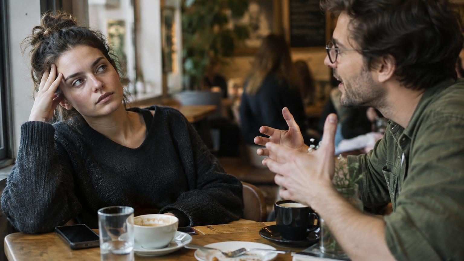 Une personne seule assise sur un canapé, l'air pensif et fatigué, représentant l'épuisement émotionnel après une interaction sociale intense.