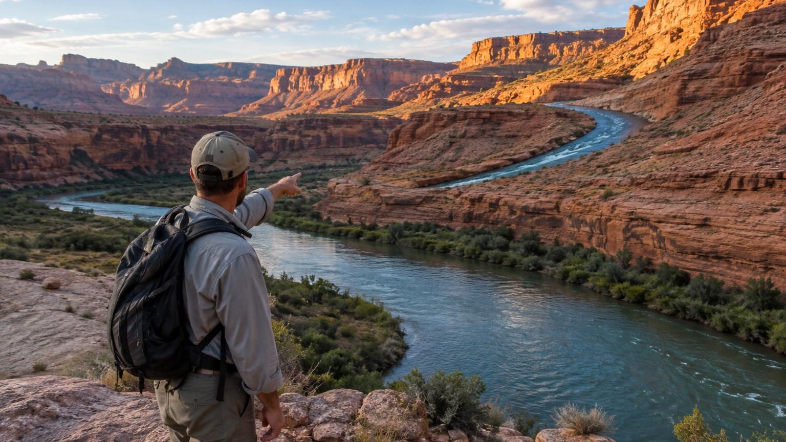 Le Green River serpentant profondément à travers les Uinta Mountains dans le Canyon of Lodore, avec des parois rocheuses abruptes de plusieurs centaines de mètres s'élevant de chaque côté du cours d'eau.