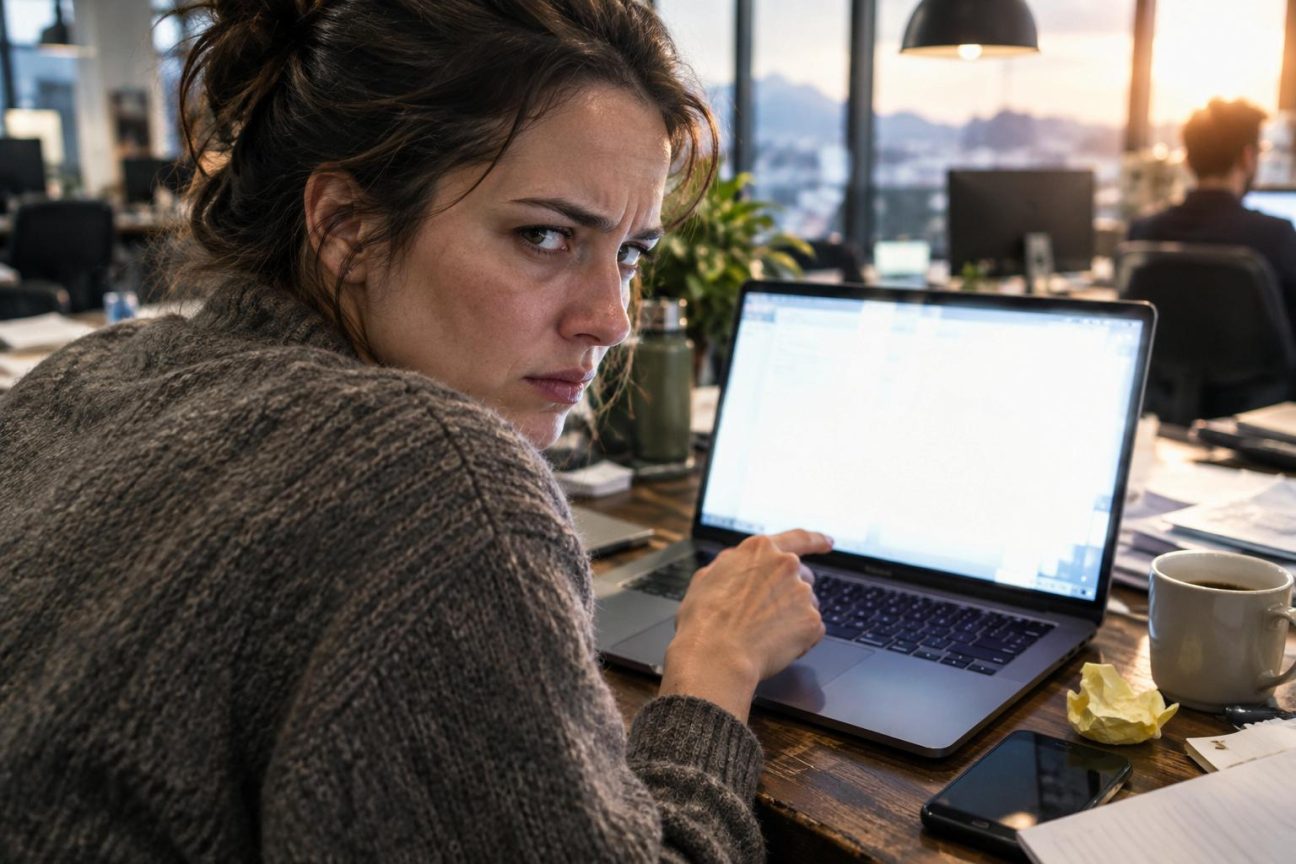 Clavier d'ordinateur avec curseur sur le bouton « Envoyer » d'un client e-mail, symbolisant la rédaction et l'envoi de messages professionnels.