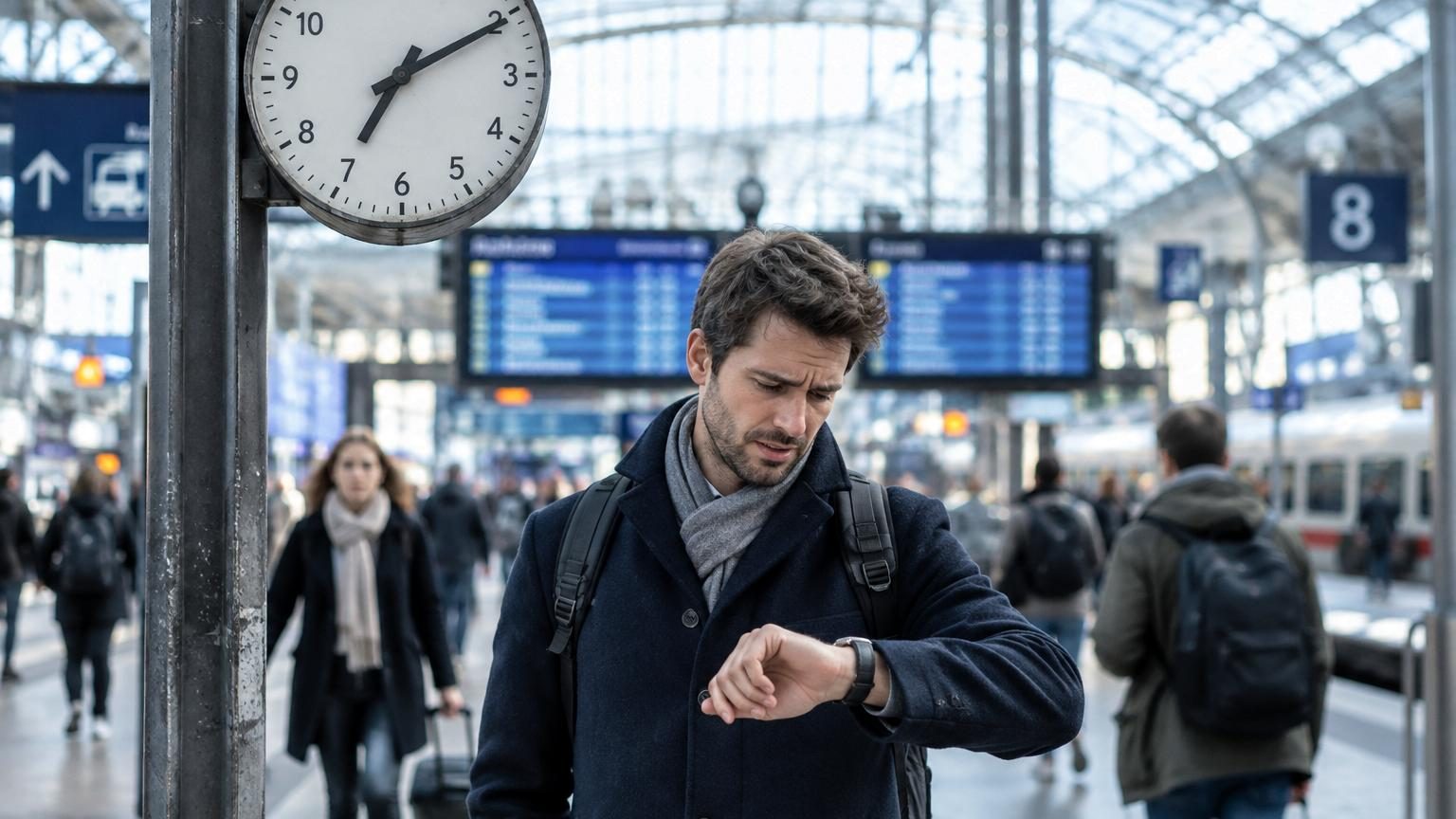 Montage illustrant une horloge digitale de four affichant un retard, avec une représentation du réseau électrique européen et des symboles du Kosovo et de la Serbie.