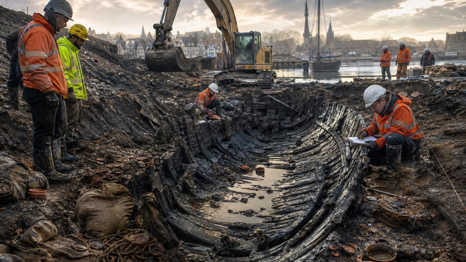 Des ouvriers creusent pour des travaux et tombent sur une coque de bateau médiévale : ce qu’elle révèle sur le commerce de l’époque
