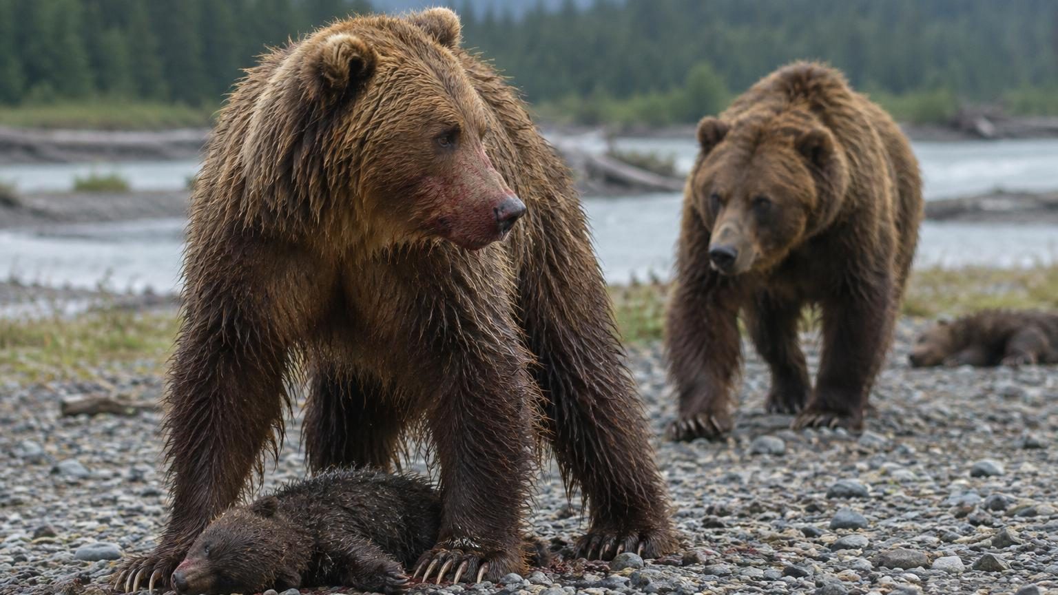 Deux oursons jouent dans l'eau de la Brooks River en Alaska, sous surveillance des webcams du parc de Katmai