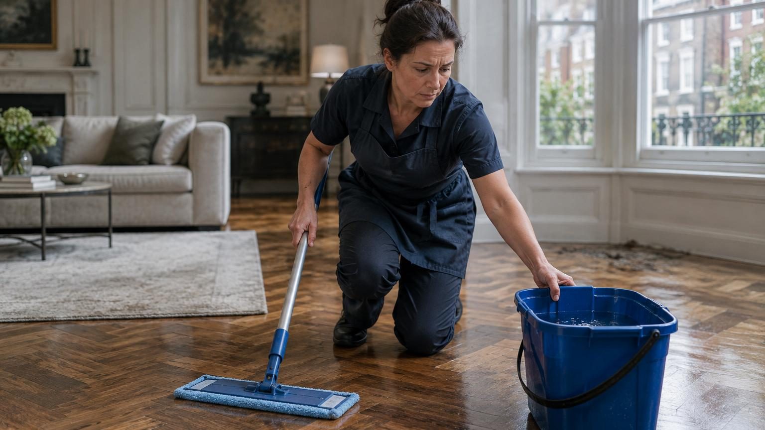 Elle nettoie les plus belles maisons de Londres depuis 20 ans : « la plus grosse erreur » sur un parquet, c&rsquo;est le seau et la serpillière