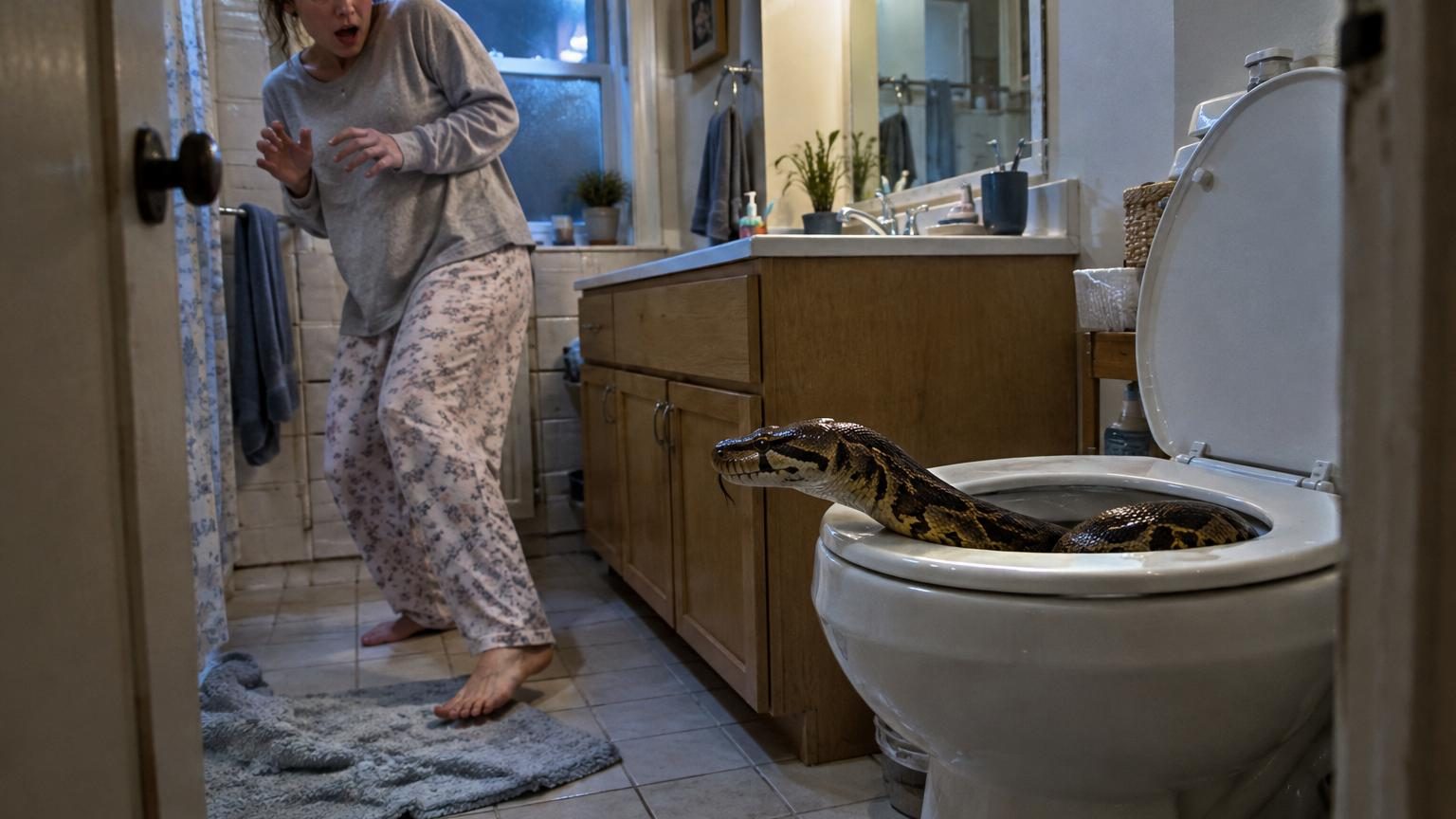 Elle se lève la nuit pour aller aux toilettes : un boa constrictor sort de la cuvette