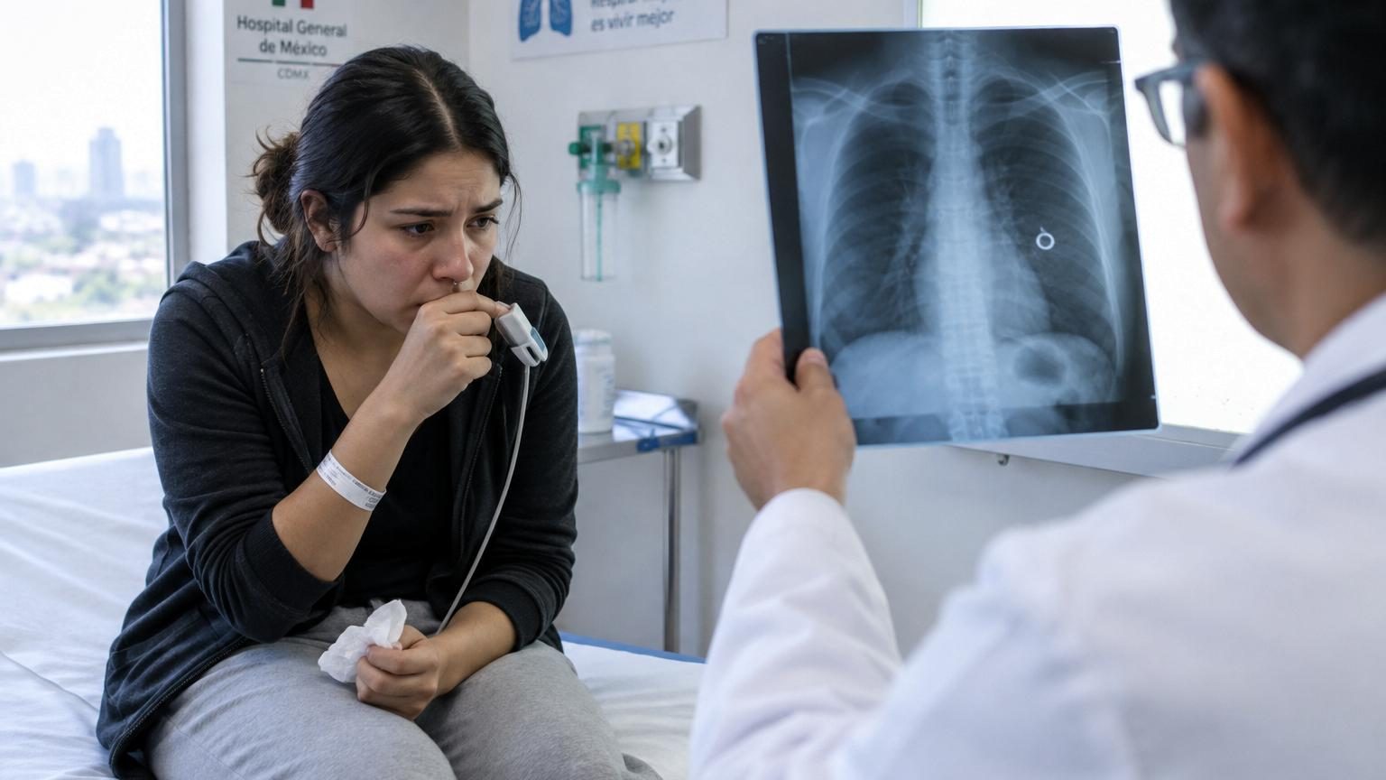 Illustration médicale montrant un anneau de piercing logé dans les bronches d'un poumon, proximité critique avec l'aorte en arrière-plan