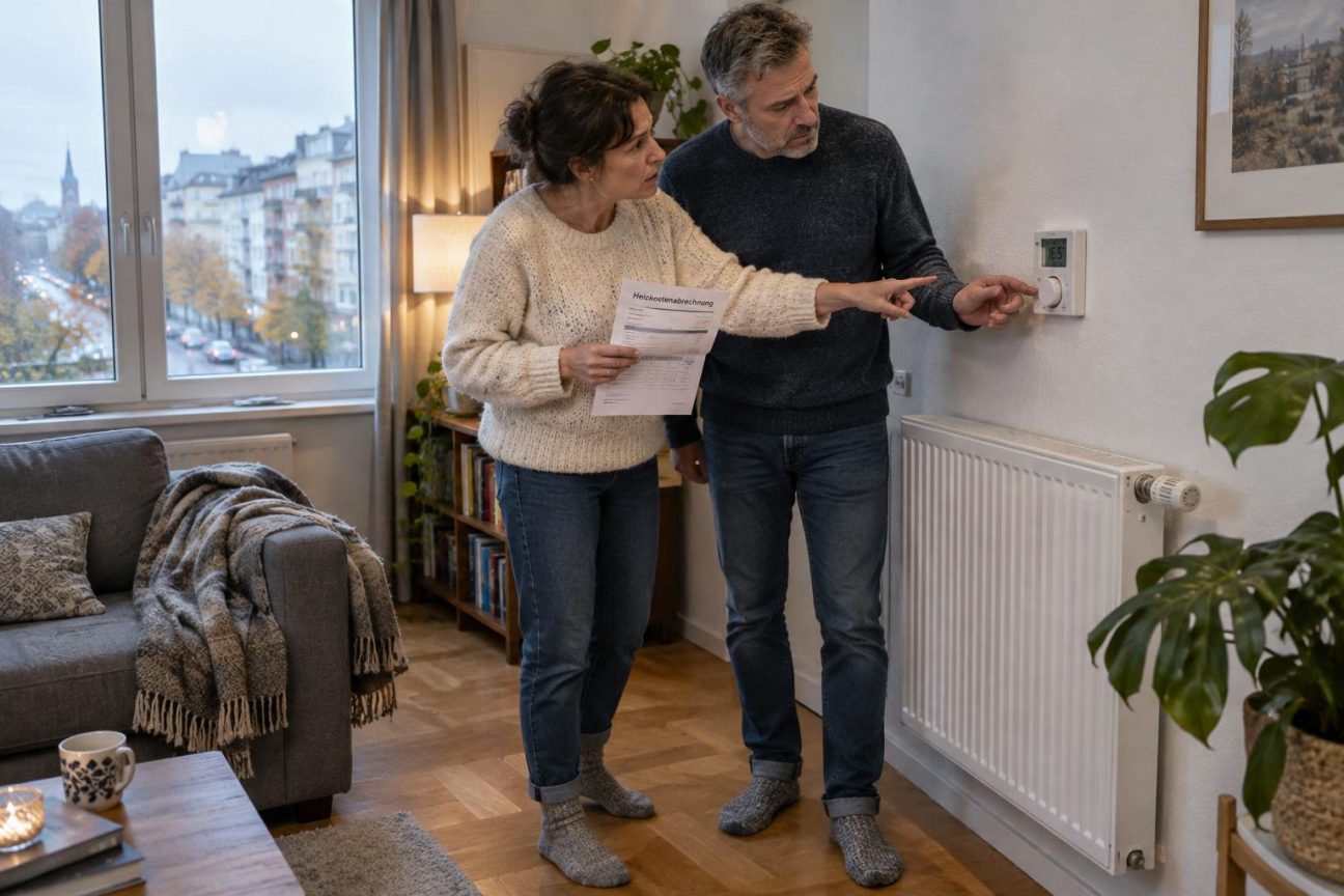 Thermostat de chauffage montrant une température de 20 degrés, symbolisant les recommandations de température pour les pièces de vie