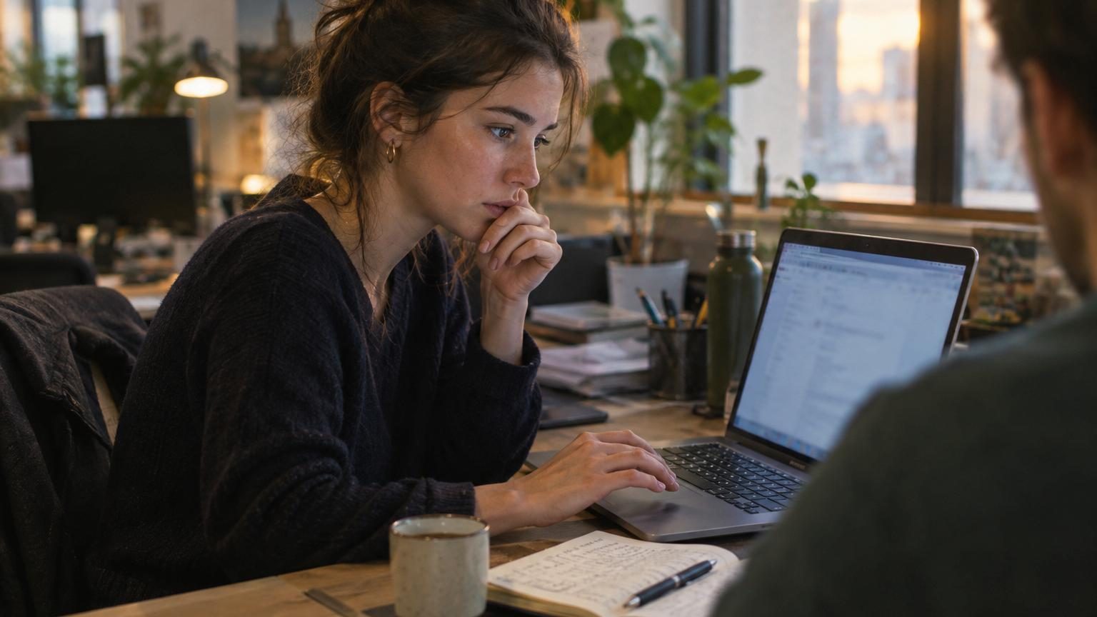 Écran d'ordinateur affichant un modèle d'e-mail professionnel avec formules de politesse, symbole d'enveloppe et texte de correspondance