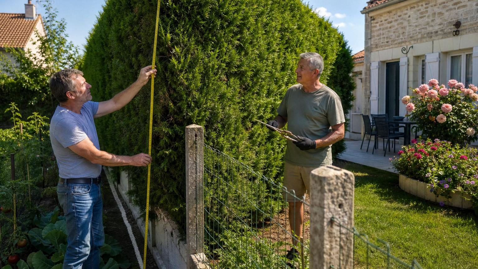 Haie du voisin trop haute : ce que dit exactement le Code civil sur la règle des 2 mètres