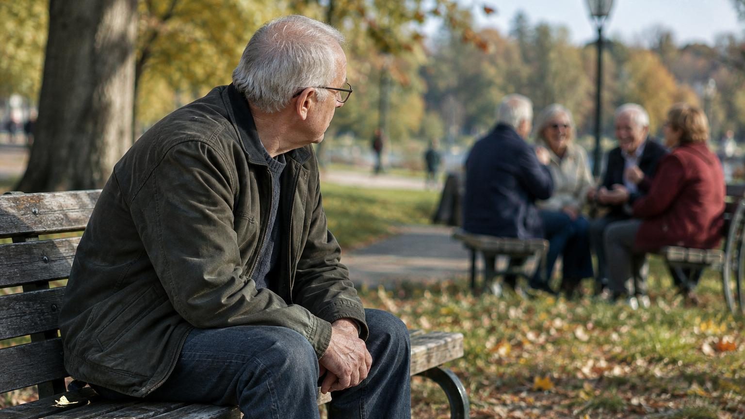 Portrait stylisé d'une personne âgée contemplative dans un cadre intérieur calme, symbolisant la réflexion sur le bien-être à la retraite.