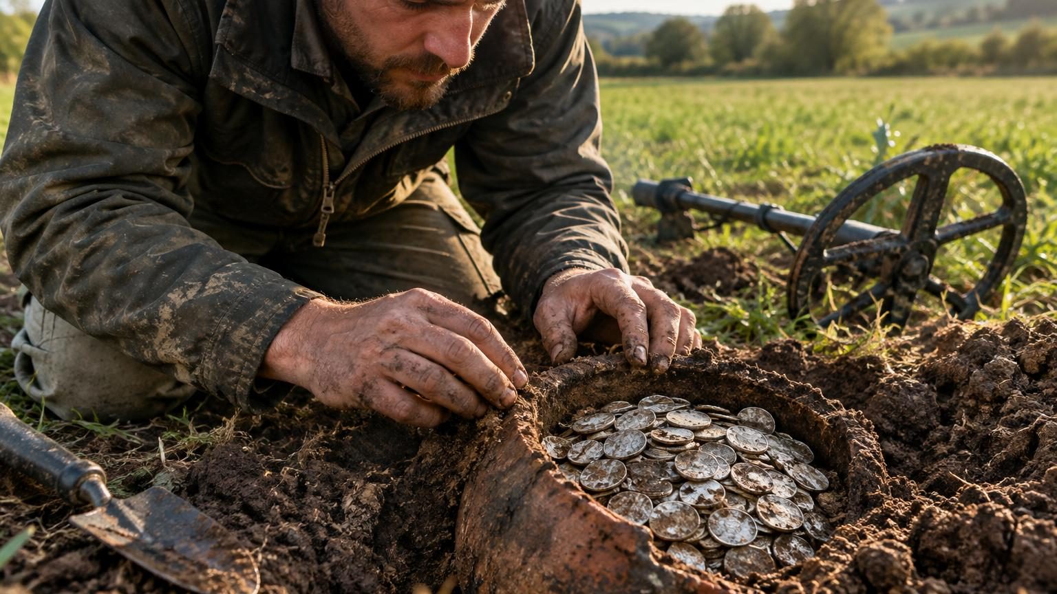 Il détecte des pièces d'argent romaines dans un champ : son détecteur continue de sonner et révèle bien plus grand