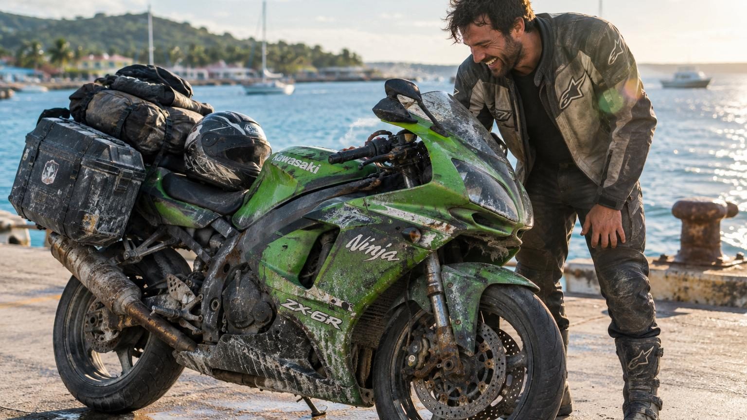 Il fait le tour du monde sur sa Kawasaki Ninja ZX-6R de 2004 : 250 000 km plus tard, la moto a même coulé dans les Caraïbes et redémarré