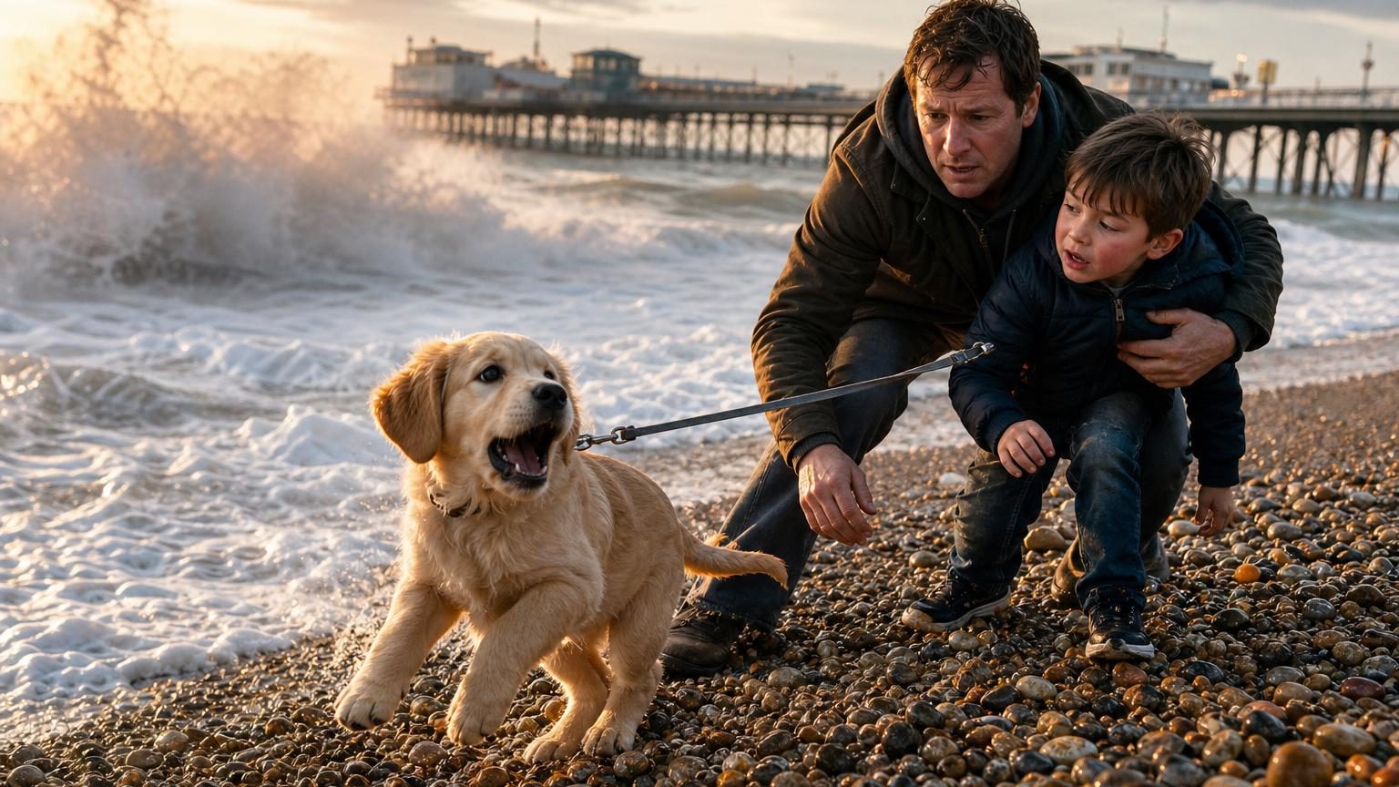 6 mois : ce chiot sauve son maître et son fils lors d&rsquo;une promenade à Brighton