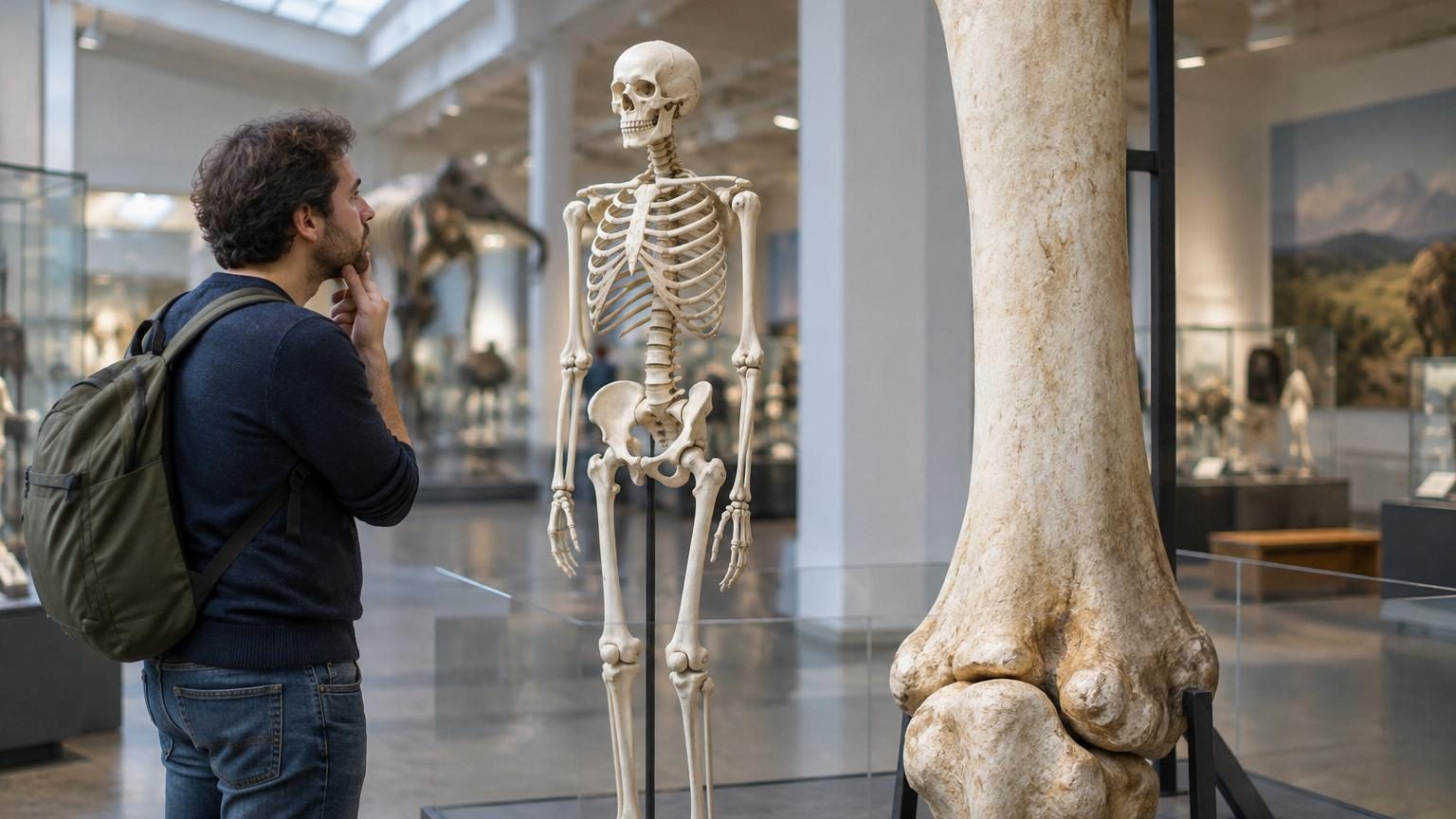 Silhouette d'un humain géant démesuré comparé à un homme de taille normale, illustrant l'impossibilité physique des géants proportionnels.