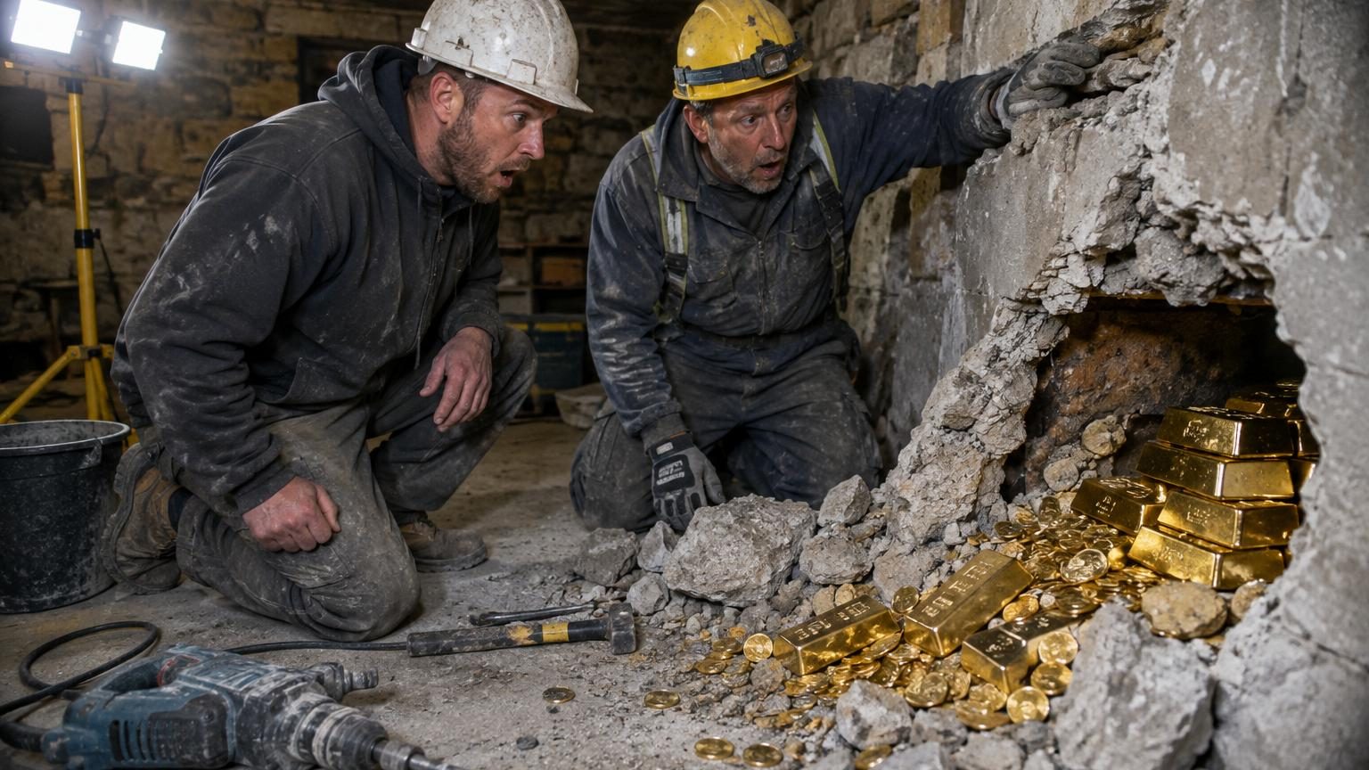 Ils percent un mur de cave pour installer des tuyaux : des lingots et des pièces d&rsquo;or valant 10 millions de dollars étaient cachés à l&rsquo;intérieur